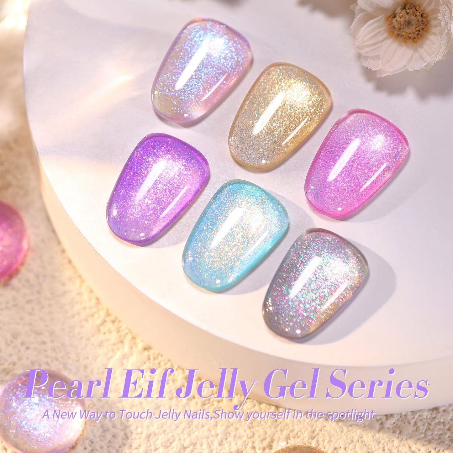 Born Pretty Pearl Gel Nail Polish Set Shell Glimmer Shimmer Mermaid Glitter Gel Polish Transparent Jelly Pearlescent Gel Polish Nail Art Manicure Varnish 6 Colors 7ml Collection Gifts