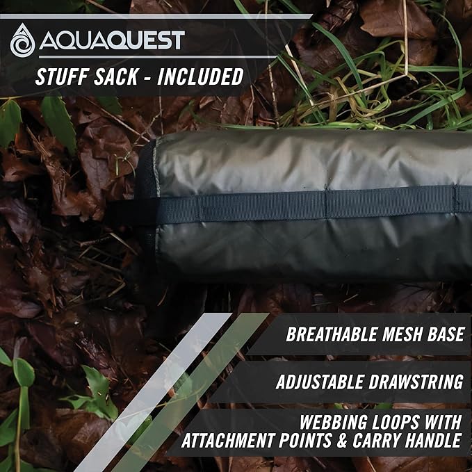 AquaQuest Safari Camping Tarp - Lightweight Durable Rain Fly - Waterproof Camping Essentials for Hiking, Backpacking & Hammock, 10 x 10 ft, Olive Drab