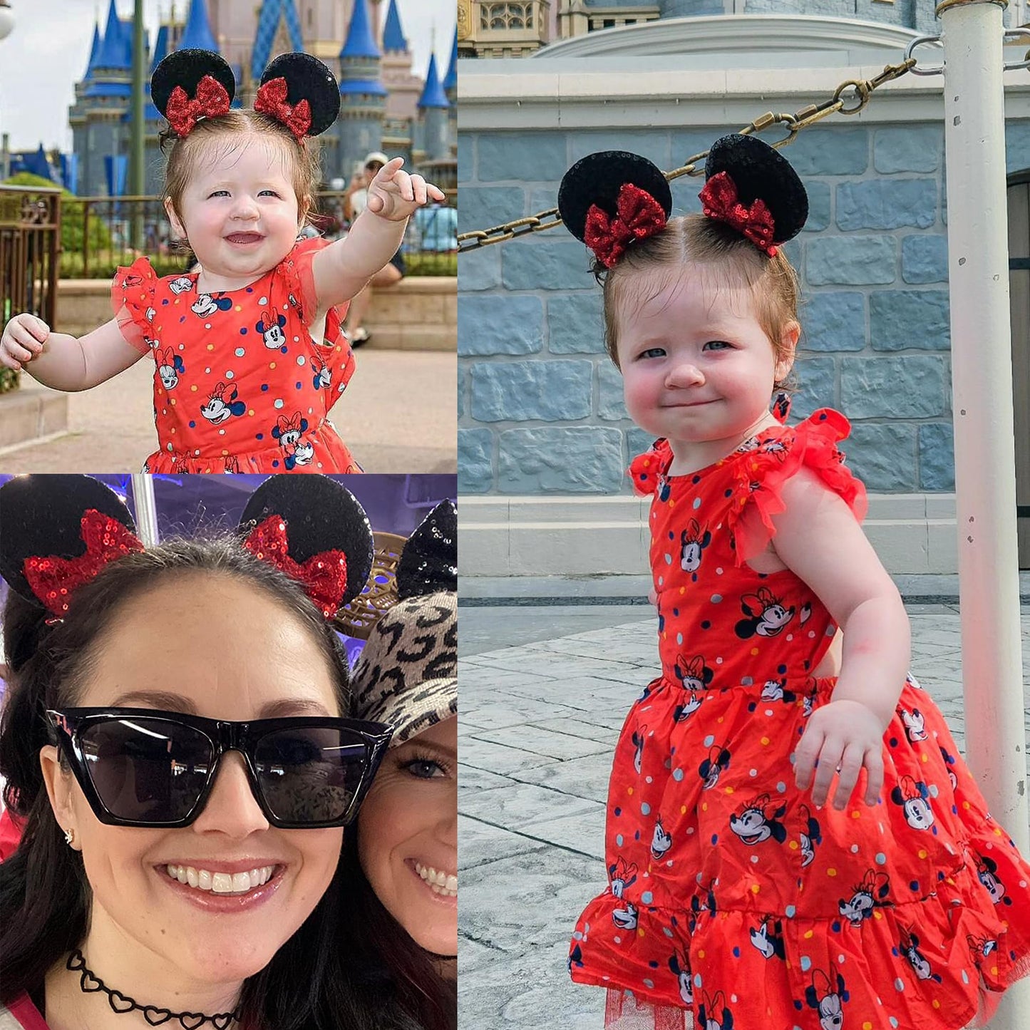 CellElection 8PCS Sequin Mouse Ears Hair Clips Glitter Hair Bows Cute Mice Ears Clips Barrettes for Women Girls Hair Accessories for Costume Party Favor Halloween Christmas Decoration