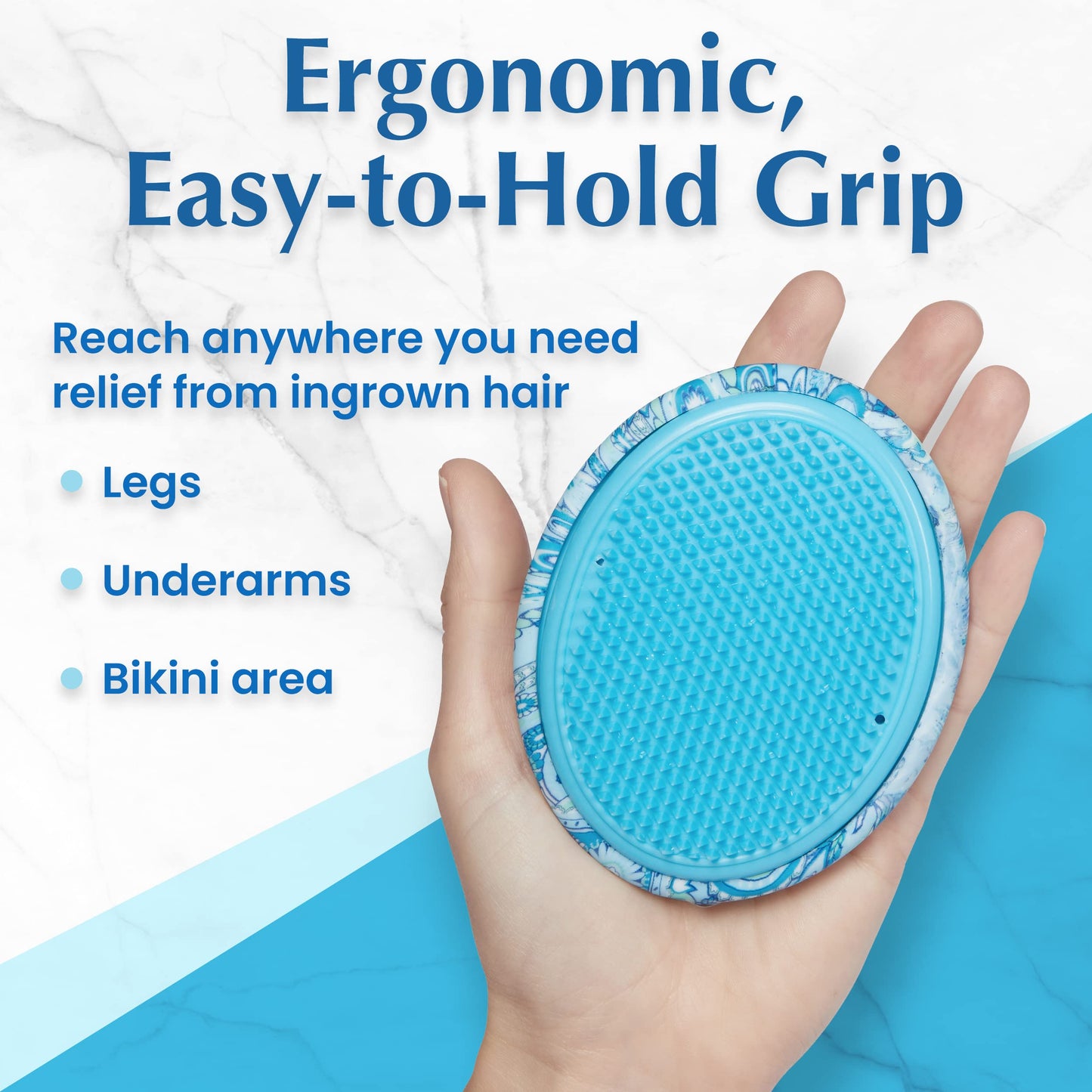Dylonic Body Brush for Razor Bumps and Ingrown Hairs Treatment - 1pk Skin Exfoliator for Body Shaving Irritation, Strawberry Legs, Armpit, Bikini Line - Blue