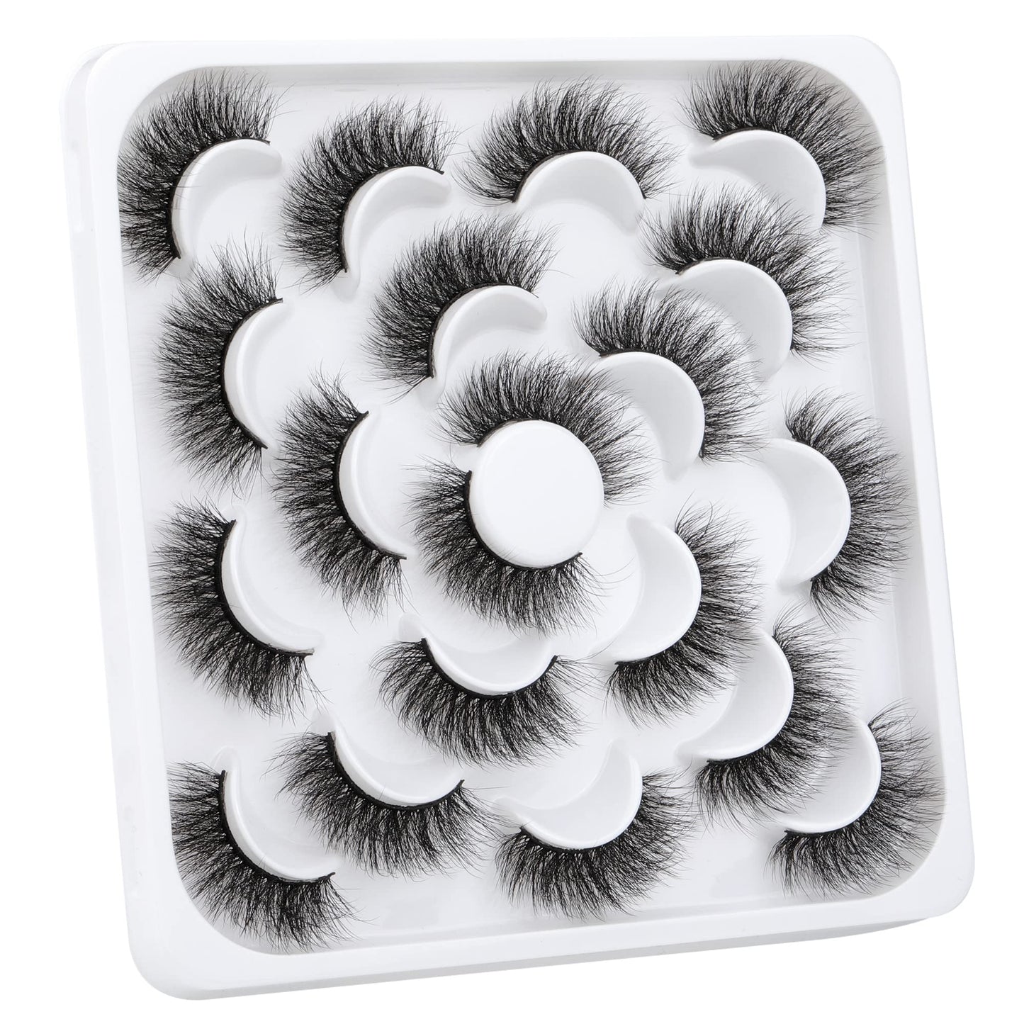 ALICROWN Fuzzy Mink Lashes, Faux Mink Eyelashes 3D Volume Lashes Pack Handmade Dramatic Thick Crossed Fake Eyelashes Soft Reusable 10 Pairs