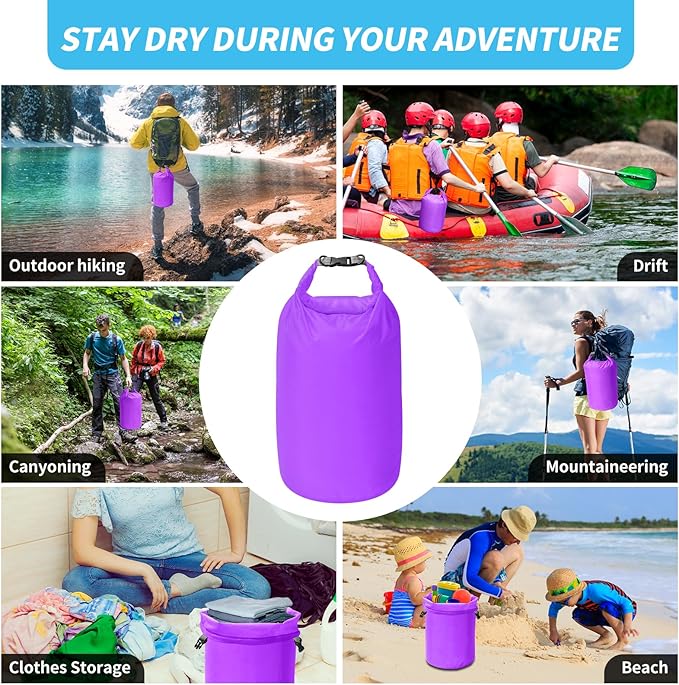 Dry Bag Set, Waterproof Small Lightweight Dry Bags for Paddle Board Kayaking, Fishing, Camping (Purple, 70L 2Pack)