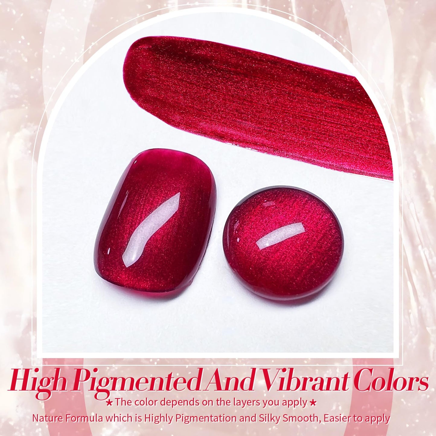 Born Pretty Scarlet Ruby Pearl Burgundy Gel Nail Polish 15ml Shimmer Glitter Pearlescent Nail Polish Mermaid Christmas Gel Nail Art Manicure DIY Gift
