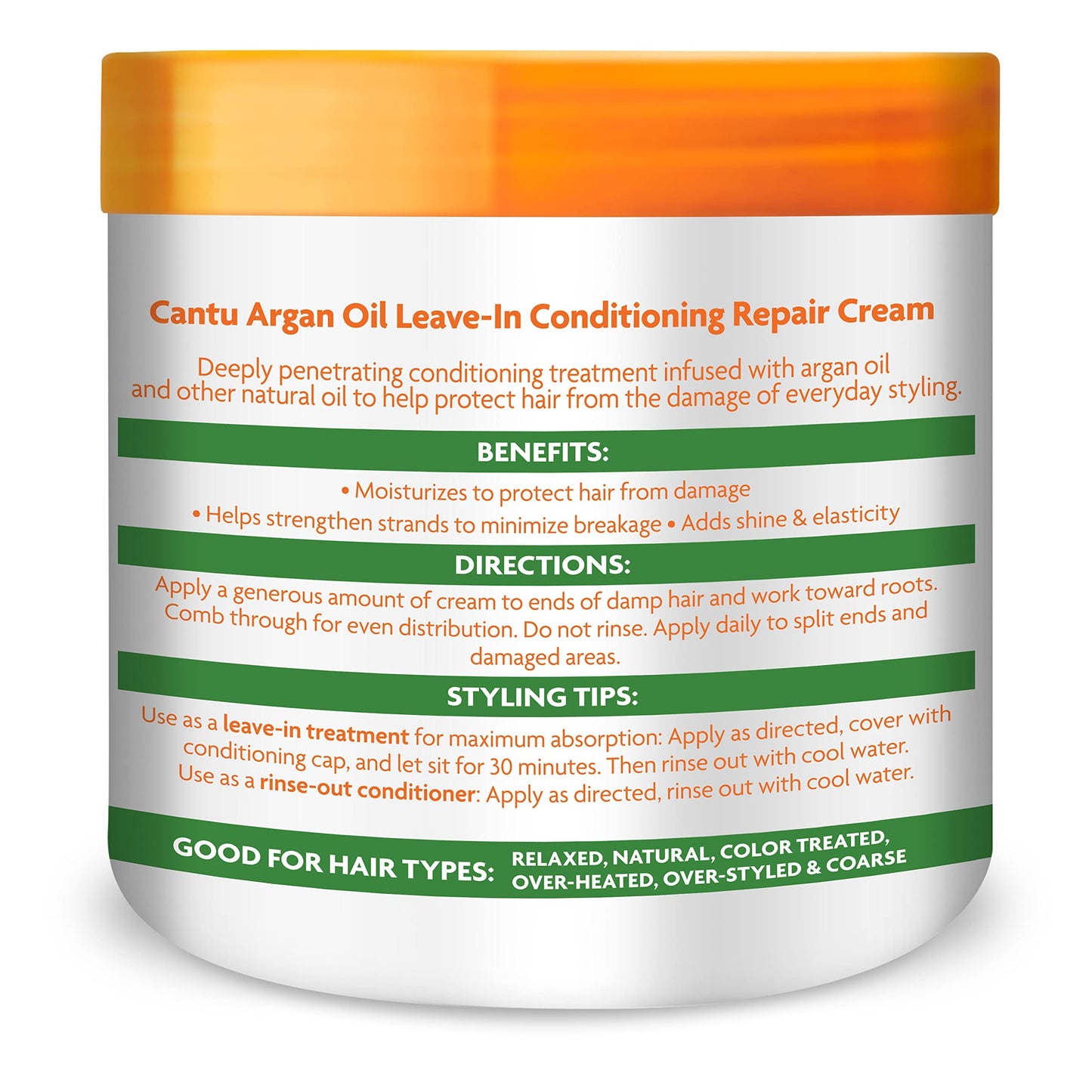 Cantu Leave-In Conditioning Repair Cream with Argan Oil, 16 oz (Packaging May Vary) (Pack of 2)