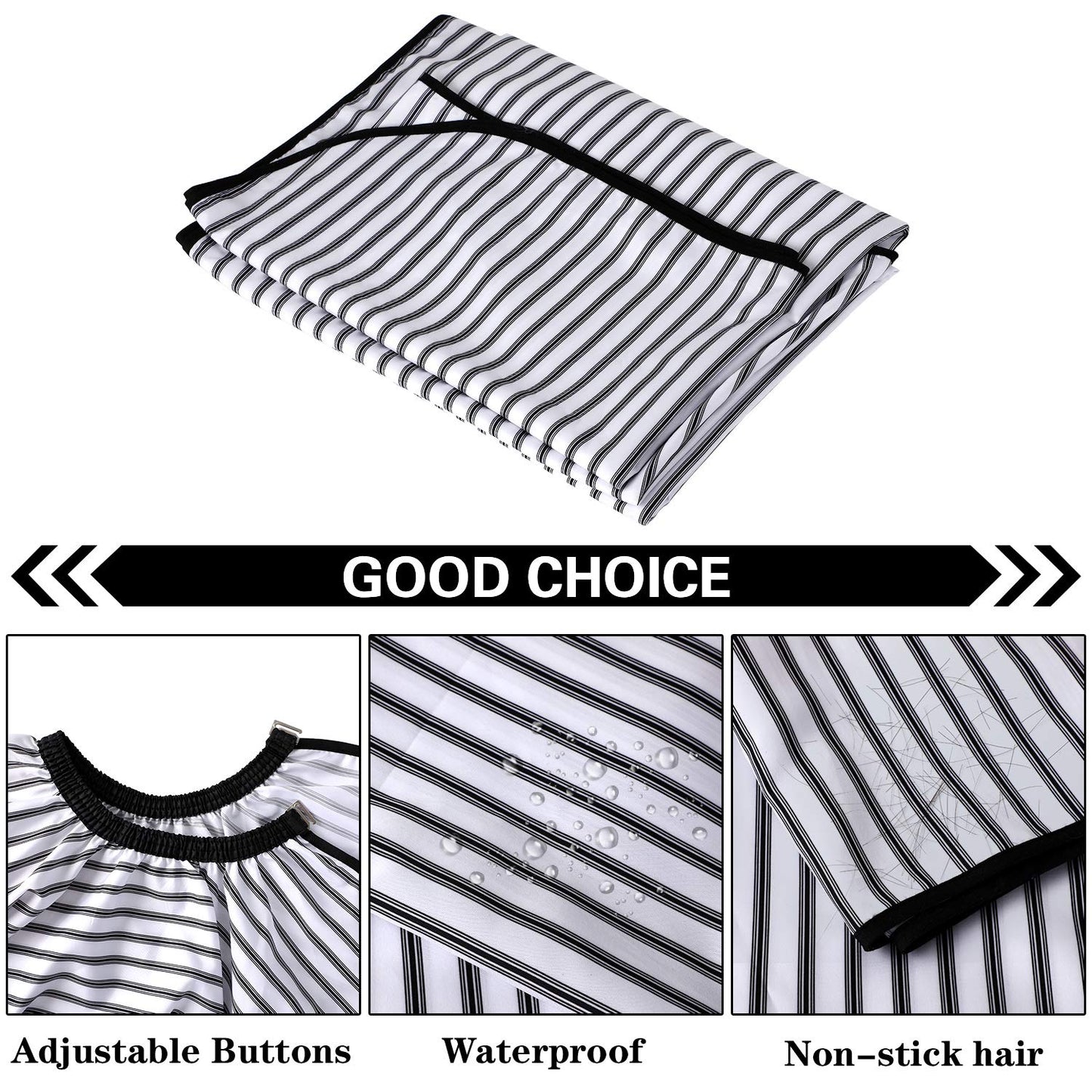 FEBSNOW Professional Hair Cutting Cape with Neck Duster Brush, Salon Barber Cape, Hair Cutting Accessories (Stripe)…