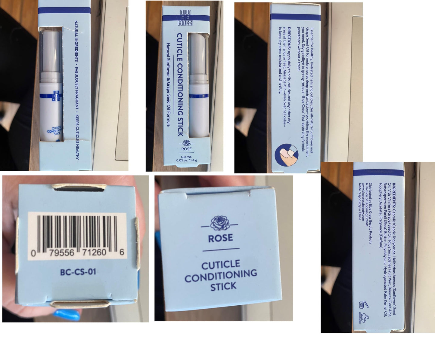 Blue Cross Cuticle Balm Conditioning Stick, Scented Cuticle Softener Oil Balm with Nourishing Sunflower & Grape Seed Oil, Professional Nail Care Supports Dry + Damaged Cuticles, 0.05oz, Rose