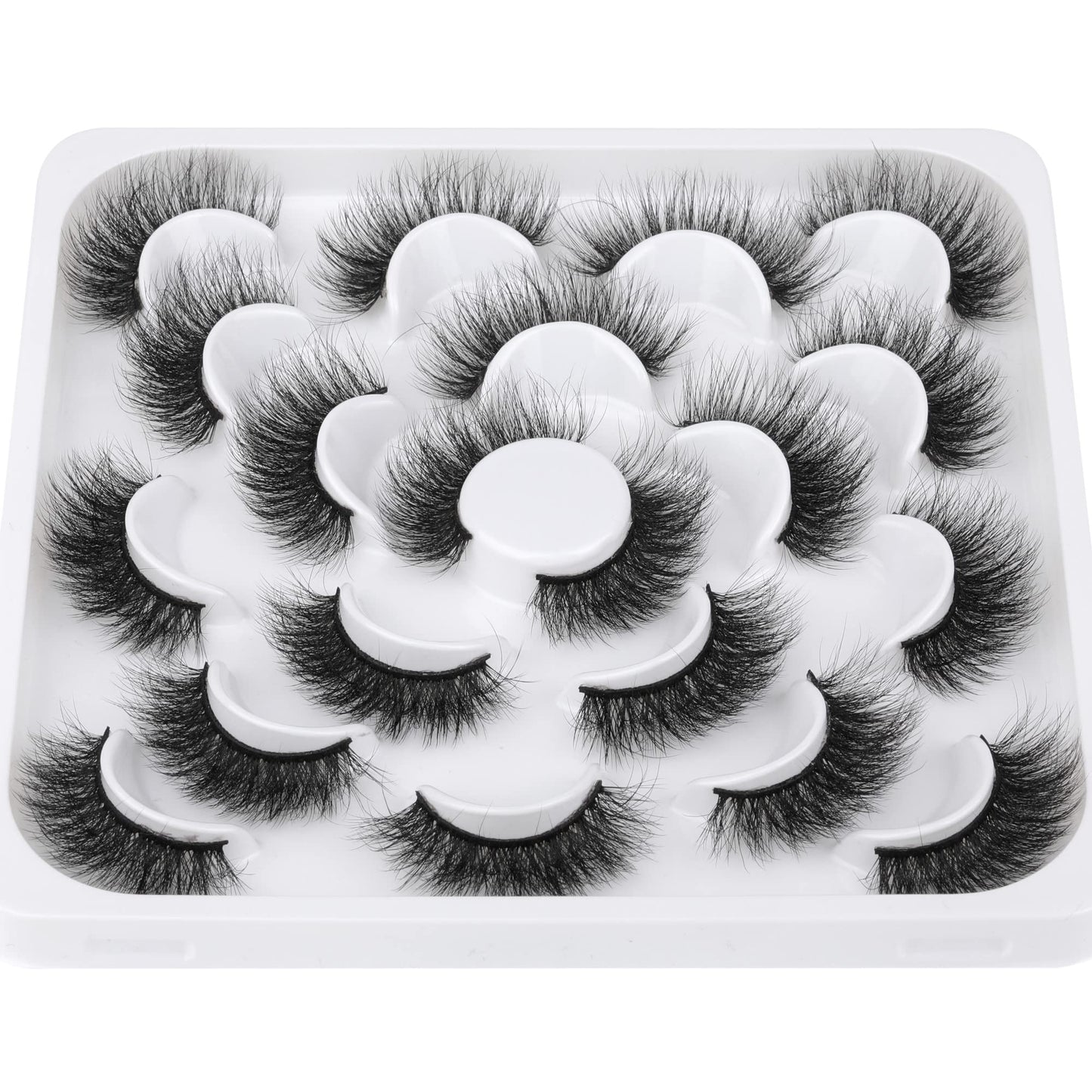 ALICROWN Fuzzy Mink Lashes, Faux Mink Eyelashes 3D Volume Lashes Pack Handmade Dramatic Thick Crossed Fake Eyelashes Soft Reusable 10 Pairs