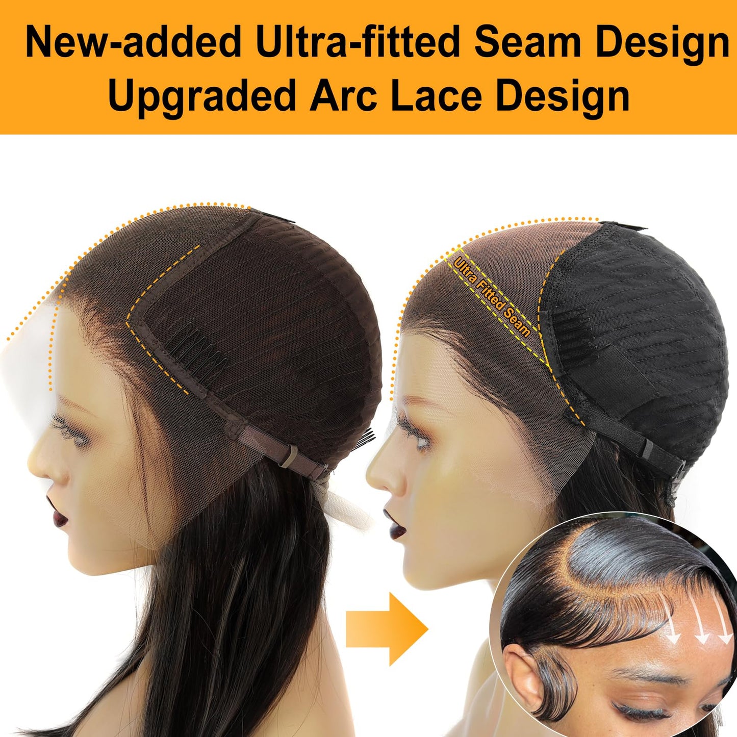 BEEOS 13x6 SKINLKE HD Lace Front Wig, Curly Pre-Plucked Bleached All Knots Invisible HD Lace Melt into Any Skin Tone True 180% Density 18 Inch Human Hair Wig