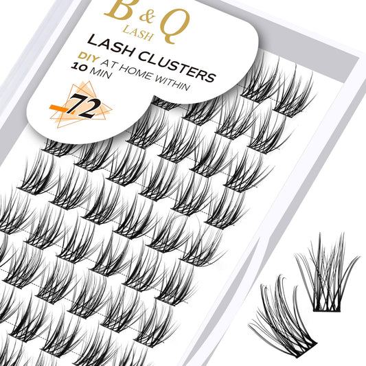 B&Qaugen Lash Clusters (B03, D-16mm) Individual, Vegan, Cruelty Free, 72 Cluster DIY at Home False Eyelash Extensions（B03，D-16mm）