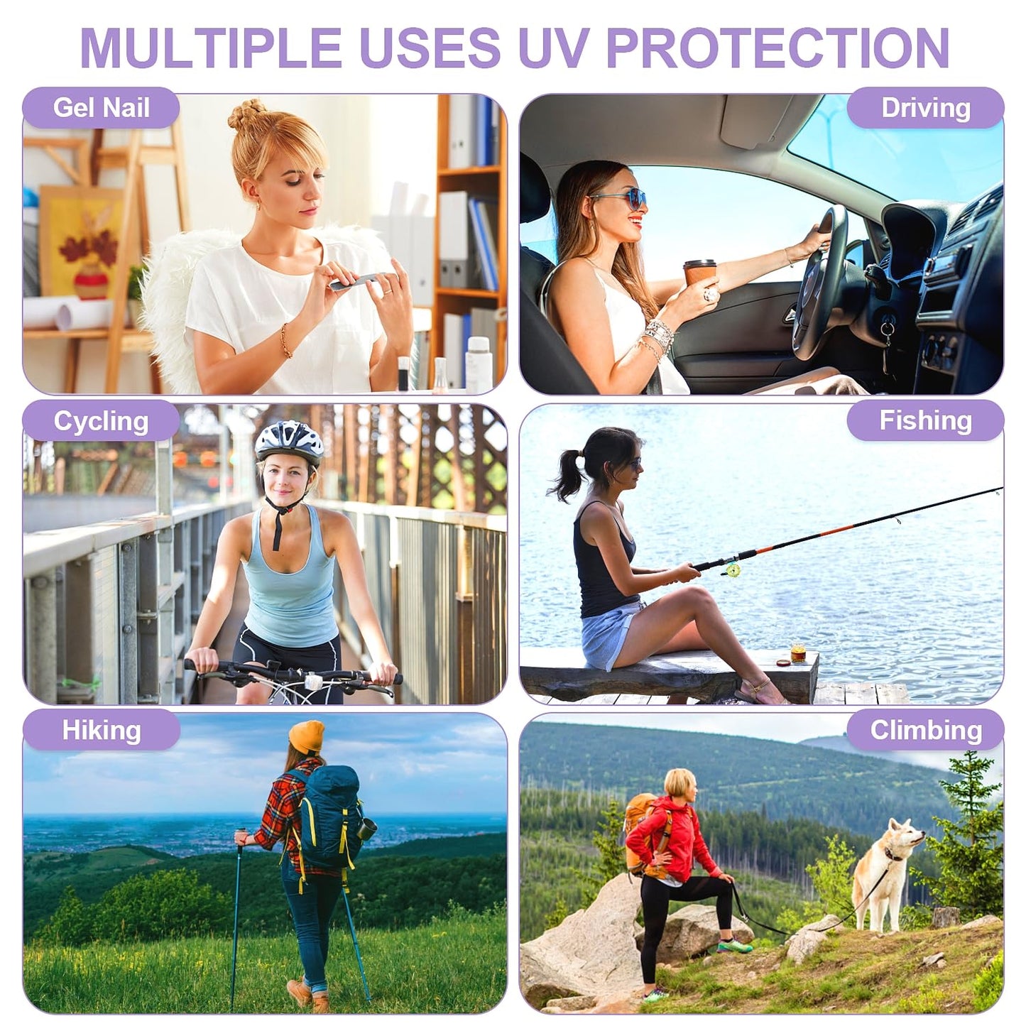 chemotex UV Nail Gloves, Professional UPF50+ Protection UV Gloves for Gel Manicures (Purple)