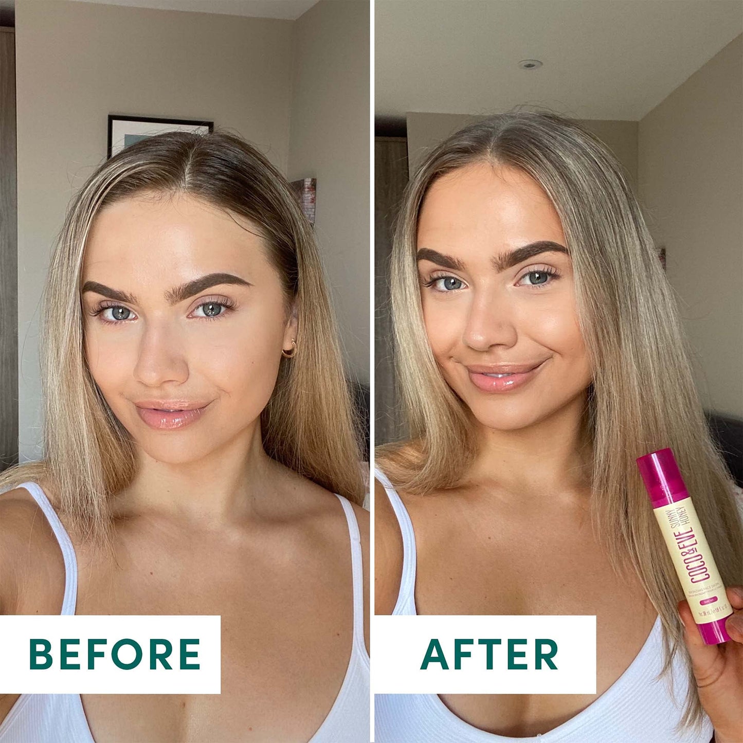 Coco & Eve Sunny Honey Bronzing Face Drops (Dark), Natural, Hydrating Hyaluronic Acid. Indoor Sunless Moisturizing Self Tanner. (1 fl oz)