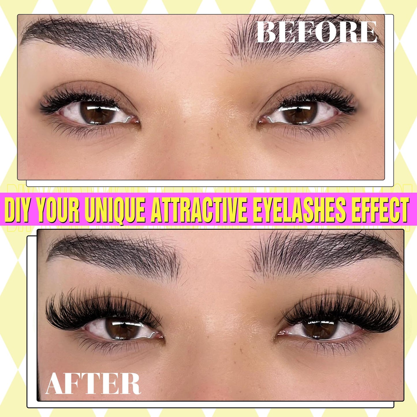 ALICE Fluffy Volume Lash Clusters Kit Lash Extension Kit Thick 3D Wispy DIY Eyelash Extension Kit with 220Pcs Mink Look Individual Lashes, Lash Bond and Remover,Tweezers(10-16mm,0.05D, D Curl)