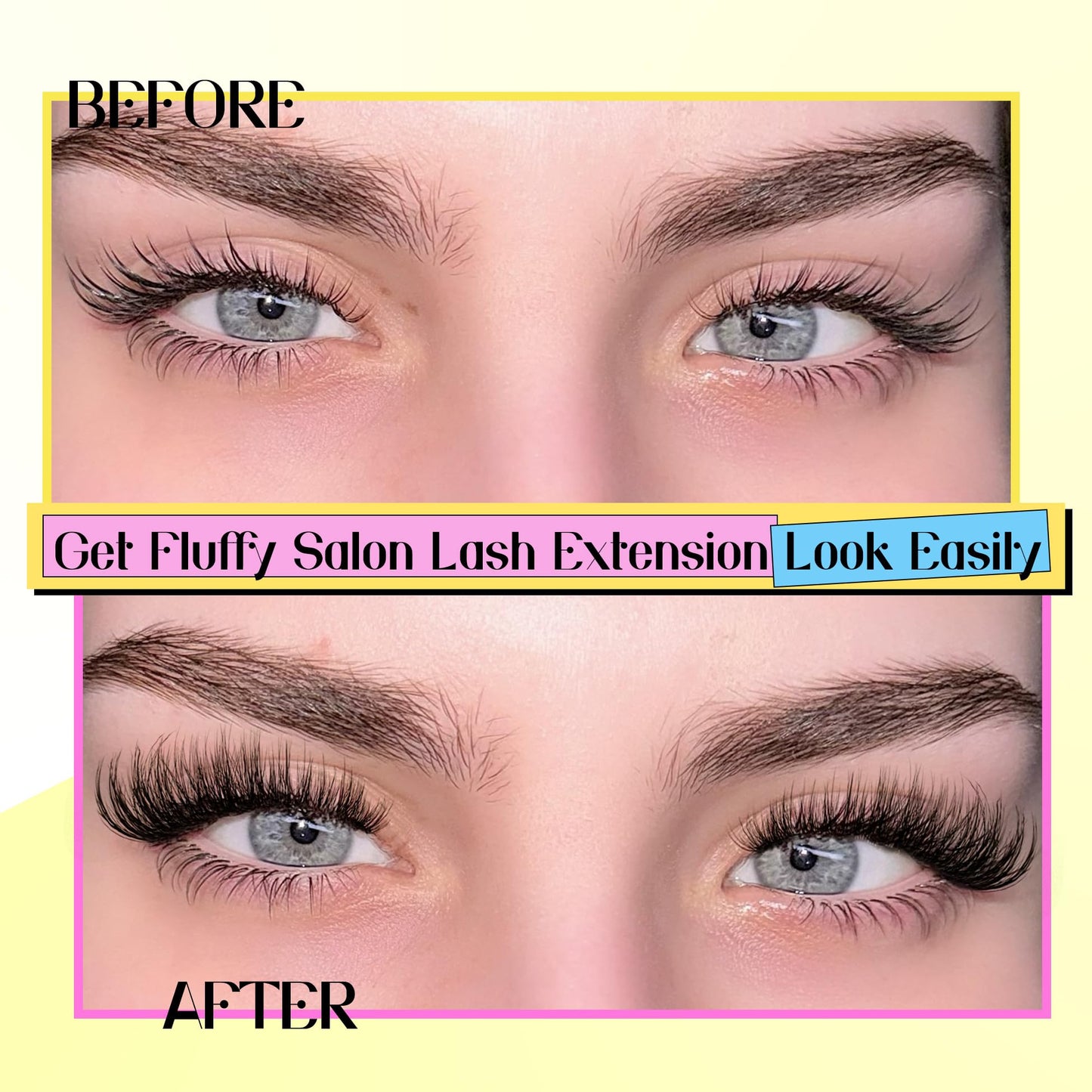ALICE Fluffy Volume Lash Clusters Kit Lash Extension Kit Thick 3D Wispy DIY Eyelash Extension Kit with 220Pcs Mink Look Individual Lashes, Lash Bond and Remover,Tweezers(10-16mm,0.05D, D Curl)