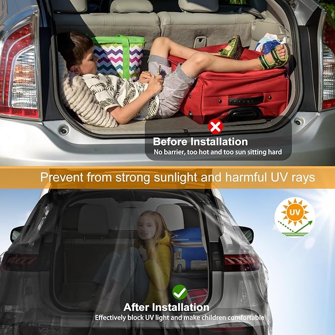 Car Tailgate Mesh Screen,59"x69" Magnetic Car Tailgate Tent Breathable Mesh Net for SUV MPV, UV & Privacy Protection Camping Mosquito Screen for 49.6~53.1in Tail Spacing,Car Camping Accessories-XL