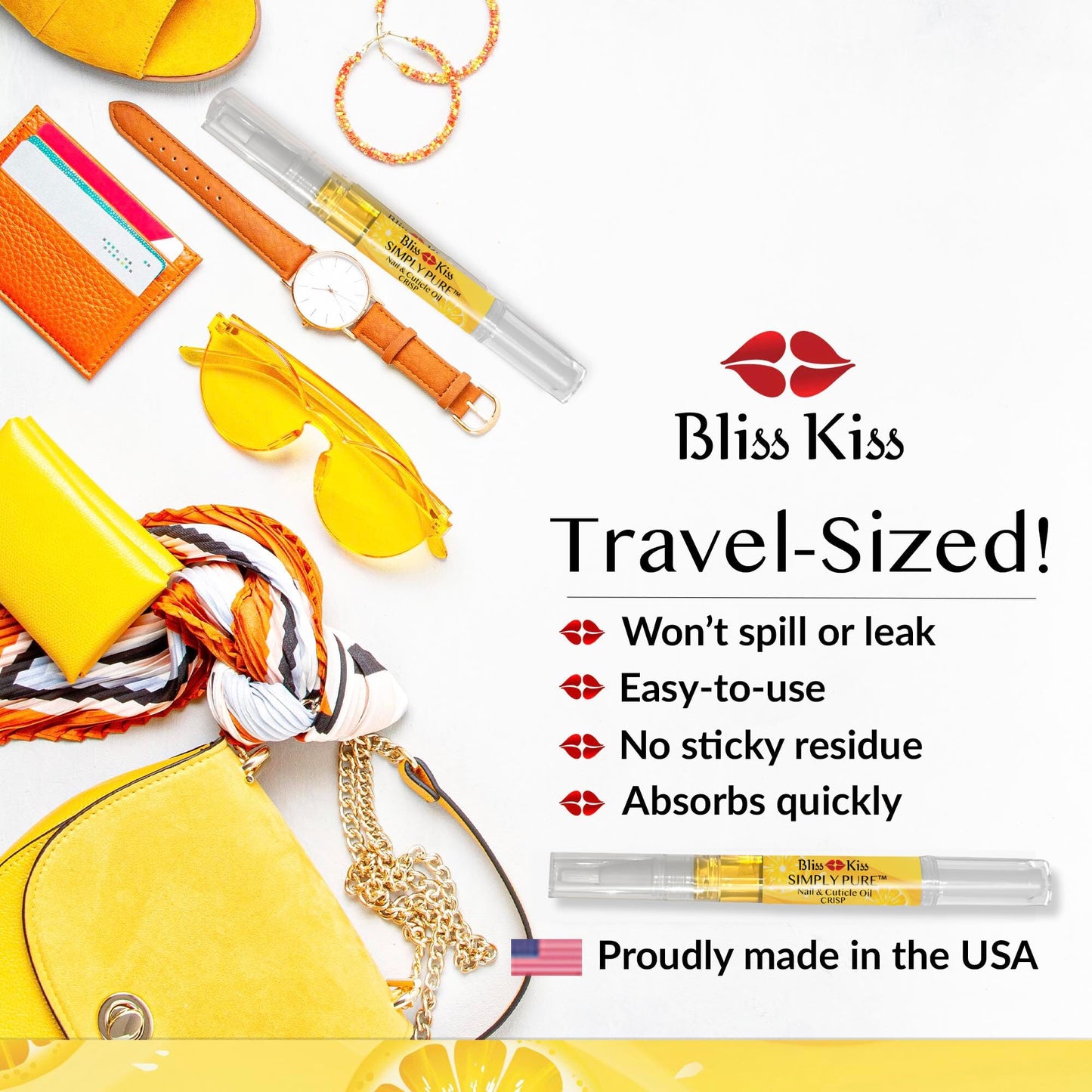 Bliss Kiss | 1 Crisp Fragrance | Nail Oil Cuticle Pen w/Vitamin E & Jojoba⏤Nail Strengthener Nail Growth Serum for Brittle Peeling Breaking Thin Nails