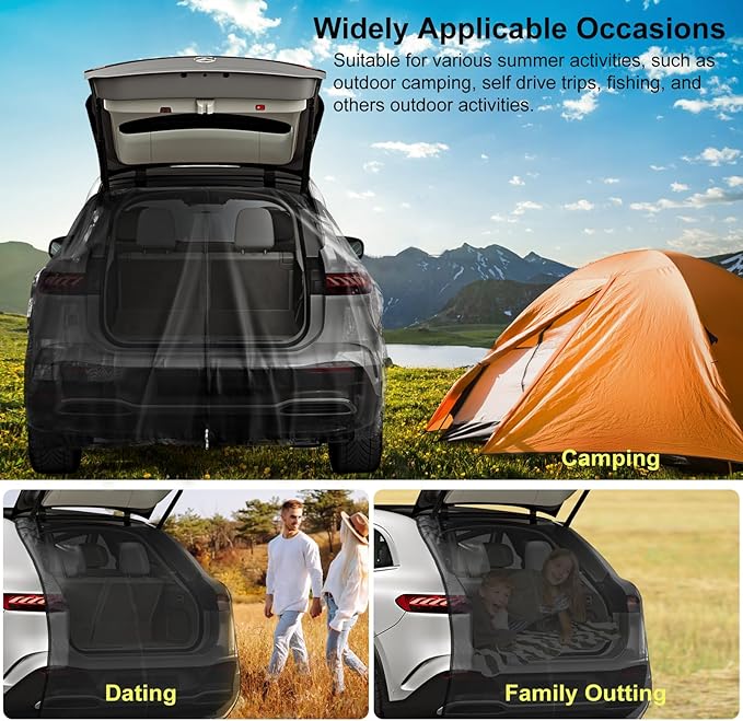 Car Tailgate Mesh Screen,59"x69" Magnetic Car Tailgate Tent Breathable Mesh Net for SUV MPV, UV & Privacy Protection Camping Mosquito Screen for 49.6~53.1in Tail Spacing,Car Camping Accessories-XL