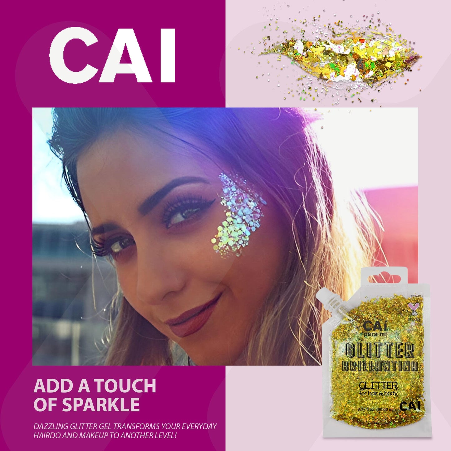Face Glitter; Hair & Body Makeup: for Kids/Women (3 Oz Silver) Chunky Iridescent Holograph Stars Moon Cosmetic Grade, Cruelty Free Apply Without Glue, Easy to Take Off Keeps Skin Clean