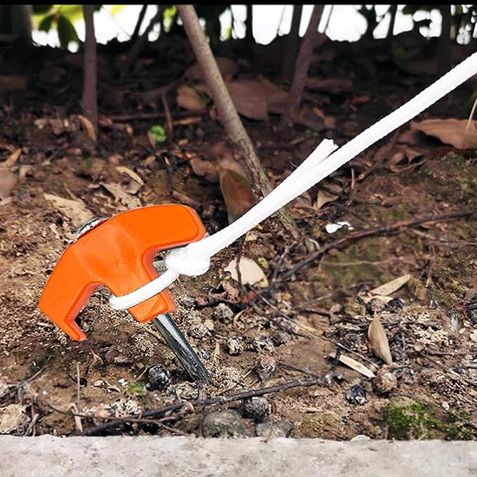 Cheardia 20 Pack Tent Stakes Heavy Duty, 8 Inch Tent Stakes Tent Pegs Camping Non-Rust Ground Stakes for Camping Patio, Garden, Canopies, Grassland, Outdoor (Orange)