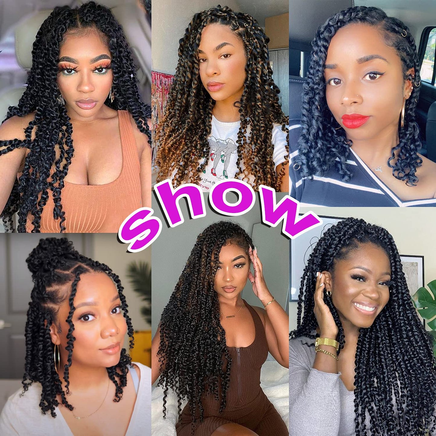 Bileaf Pretwisted Passion Twist Crochet Hair 16 Inch Passion Twist Hair Pre-Twisted, Pre Looped Ombre Passion Twist Crochet Braids Bohemian Crochet Twist Hair 8 Packs #2