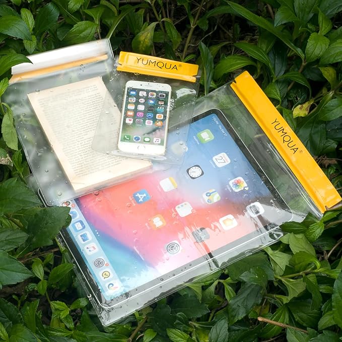 Clear Waterproof Bags 5 Pack Set, Watertight Pouch Holder for Document Map Camera Mobile Phone Car Key, fits Kayaking Boating Hiking Water Sports