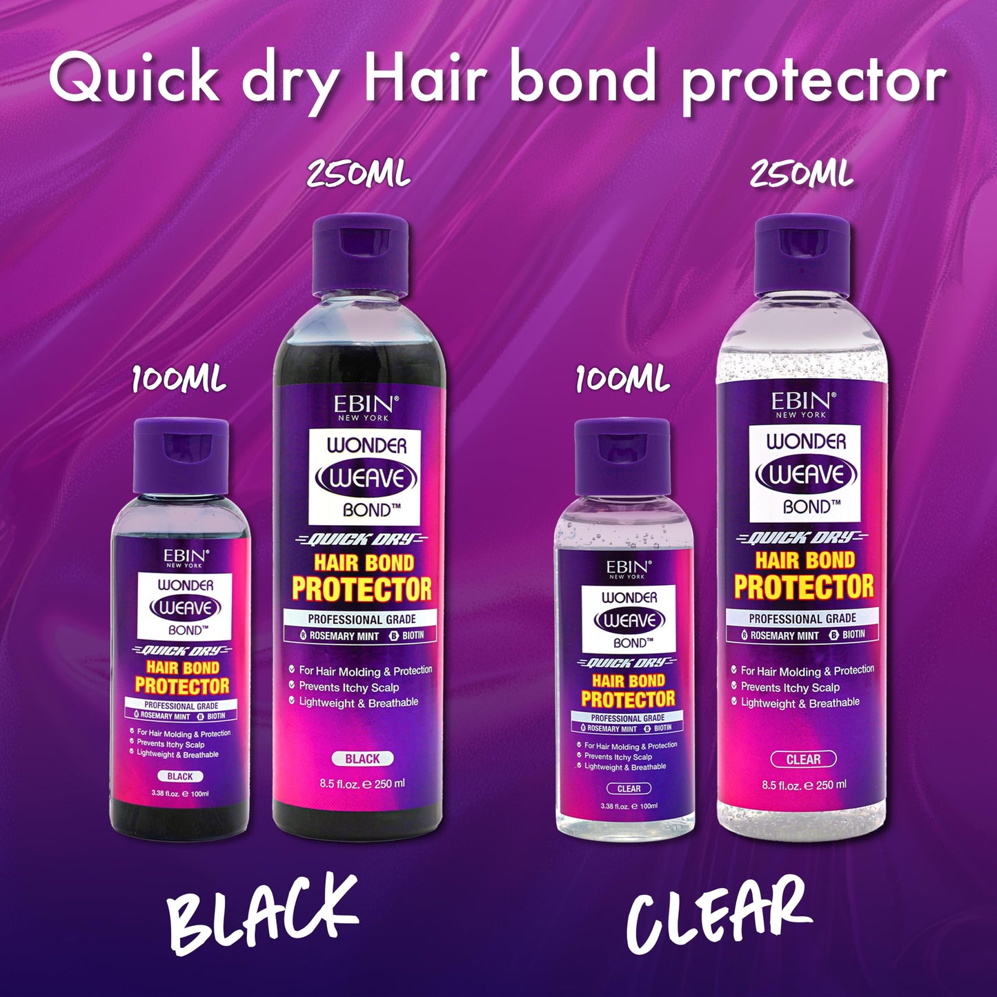 EBIN NEW YORK WONDER WEAVE BOND HAIR BOND PROTECTOR - BLACK 3.38 fl.oz(100ML)