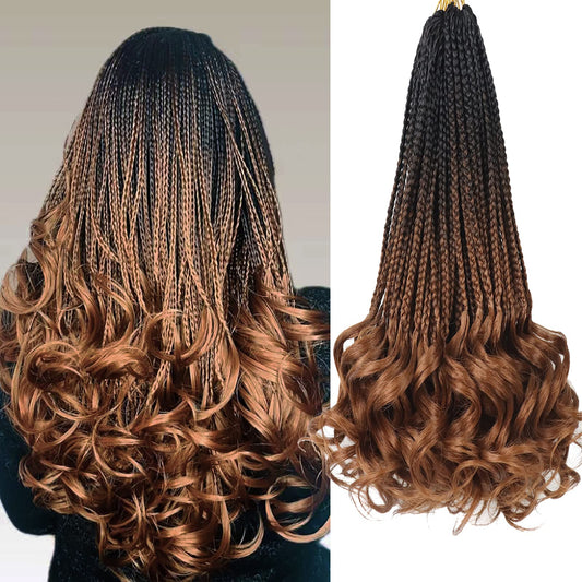 Crochet Braids 14 Inch French Curly Braiding Hair Goddess Box Braids Crochet Hair Curly Braiding Hair French Curl Crochet Braids with Curly Ends Spanish Curly Braiding Hair Extensions(B29#)