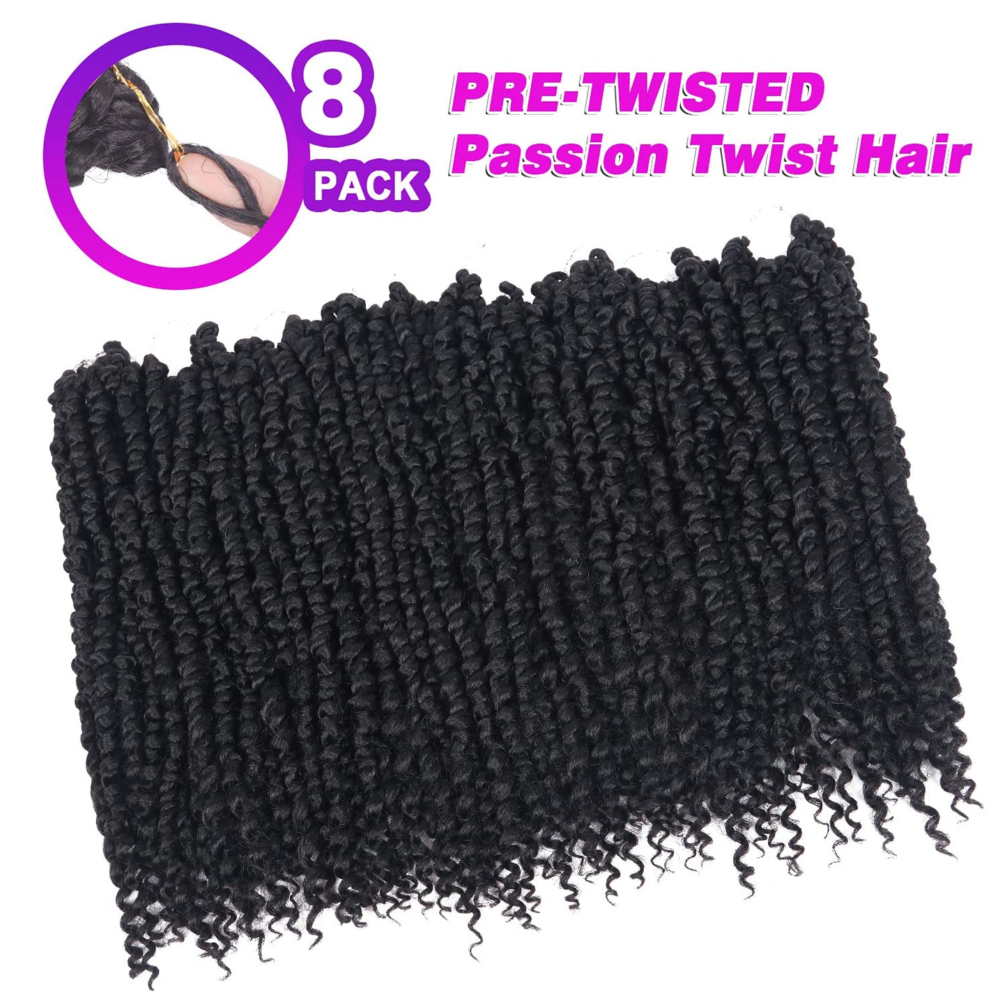 Bileaf Pretwisted Passion Twist Crochet Hair 16 Inch Passion Twist Hair Pre-Twisted, Pre Looped Ombre Passion Twist Crochet Braids Bohemian Crochet Twist Hair 8 Packs #2