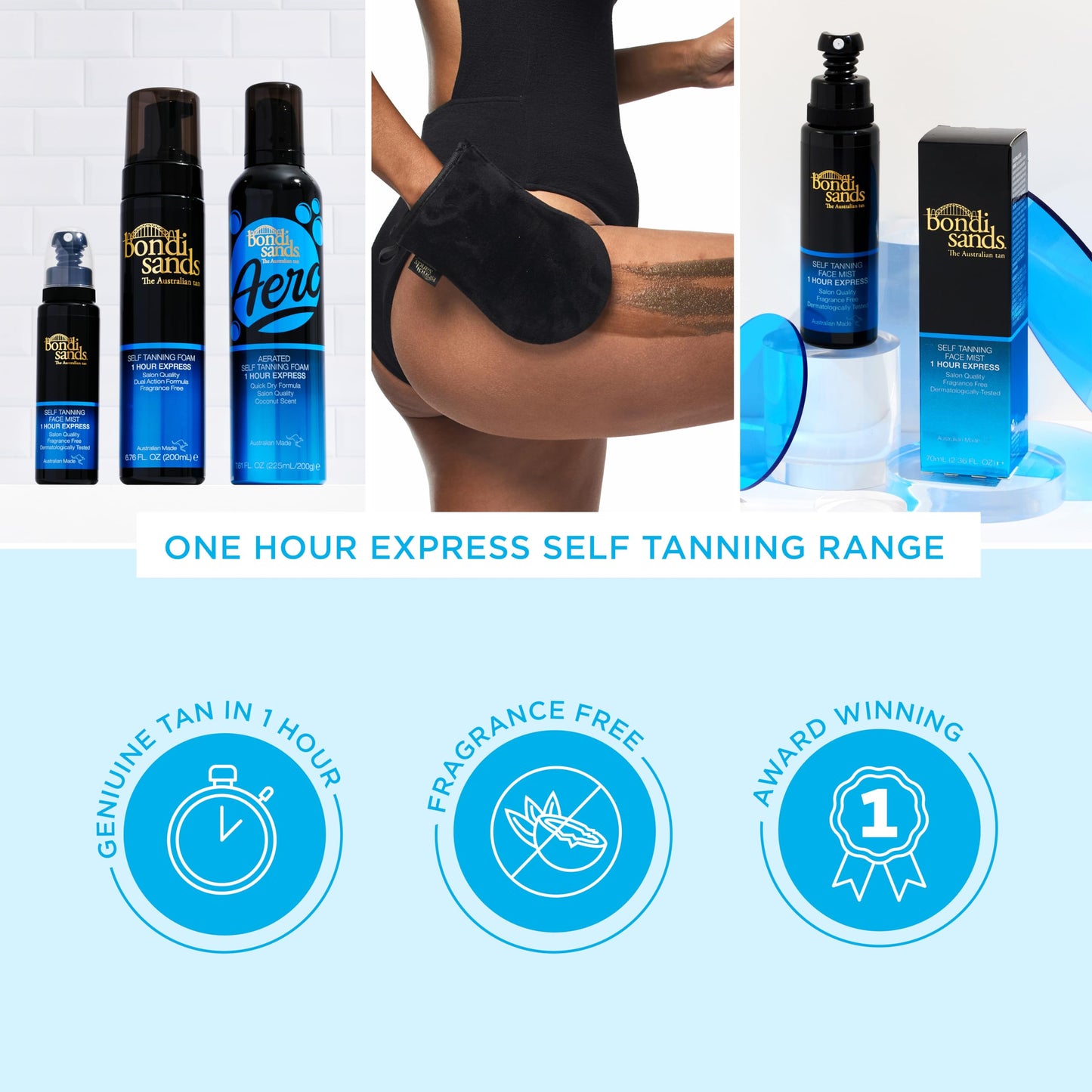 Bondi Sands 1 Hour Express Self Tanning Foam, Lightweight, Fragrance Free Self-Tanner for an Even, Streak-Free Tan, 6.76 fl oz