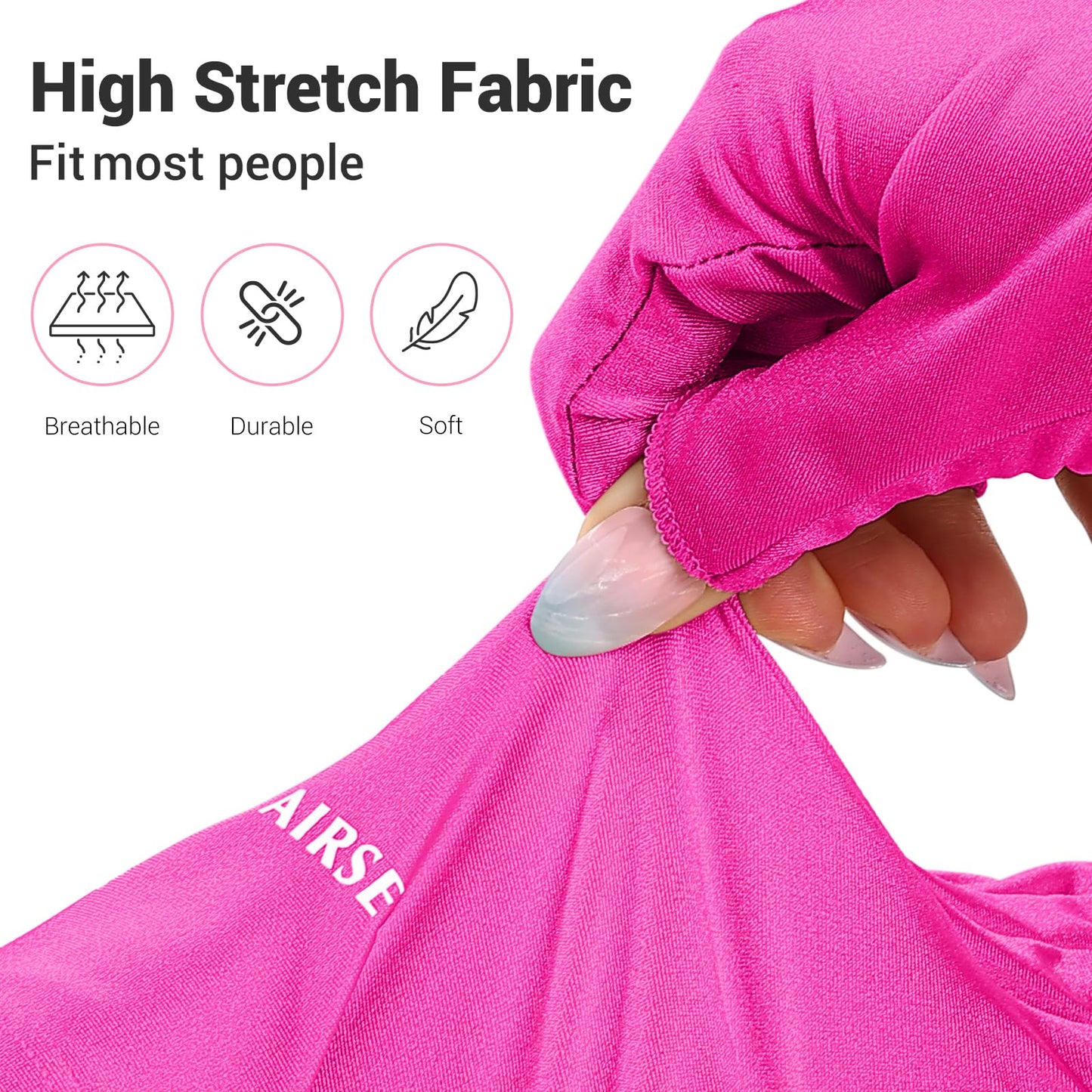 AIRSEE UV Gloves for Nail Lamp,Professional UPF50+ UV Protection Glove for Manicures Nail Art,Fingerless That Shield Skin from The Sun and Nail Lamp (Rose Red)