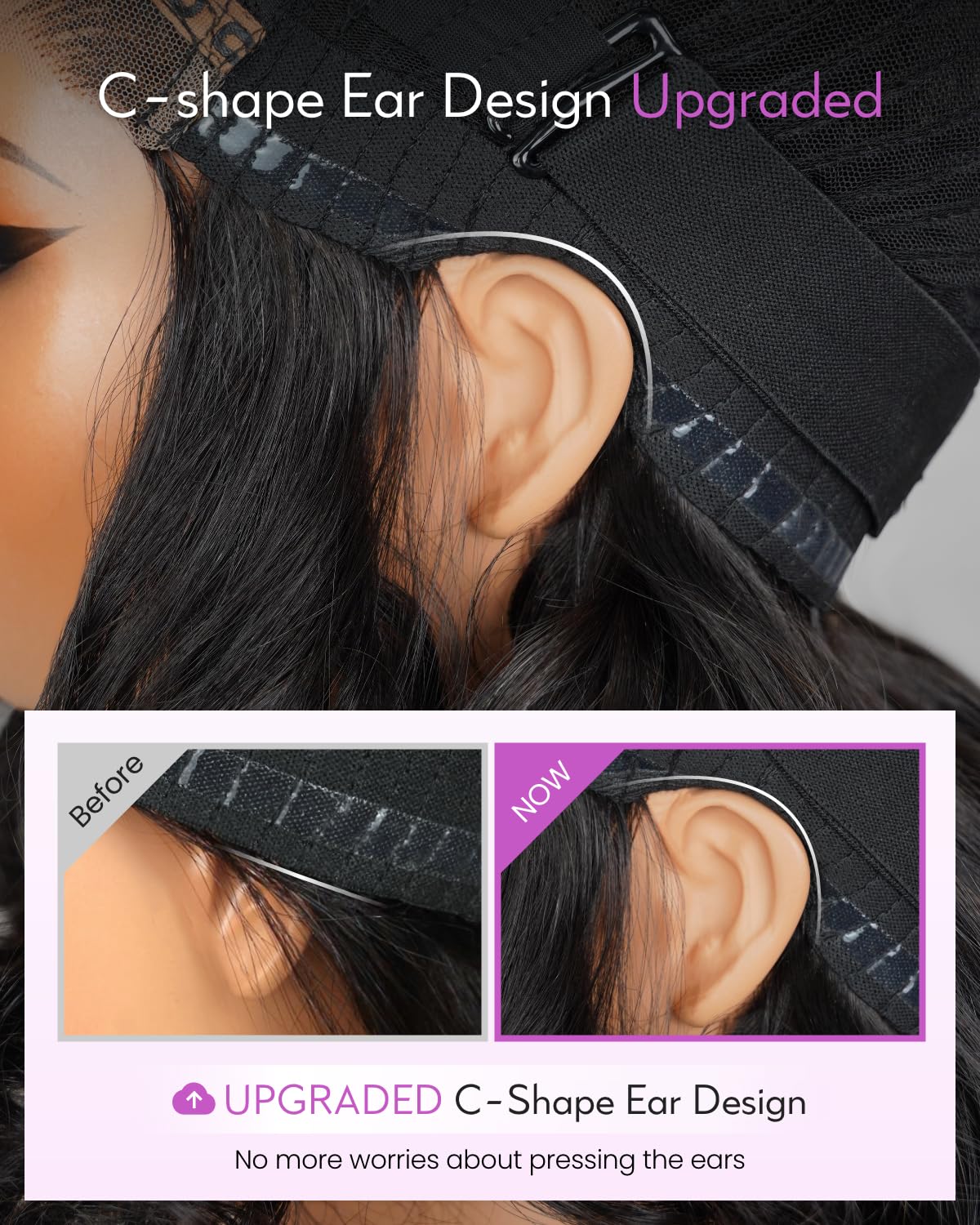 Arabella 6x6 Glueless Wigs Human Hair 230% Density Lace Front Wigs Bouncy Curl Wave Wig Pre Cut Lace Pre Bleached (18inch, 6x6 BNC Wig)
