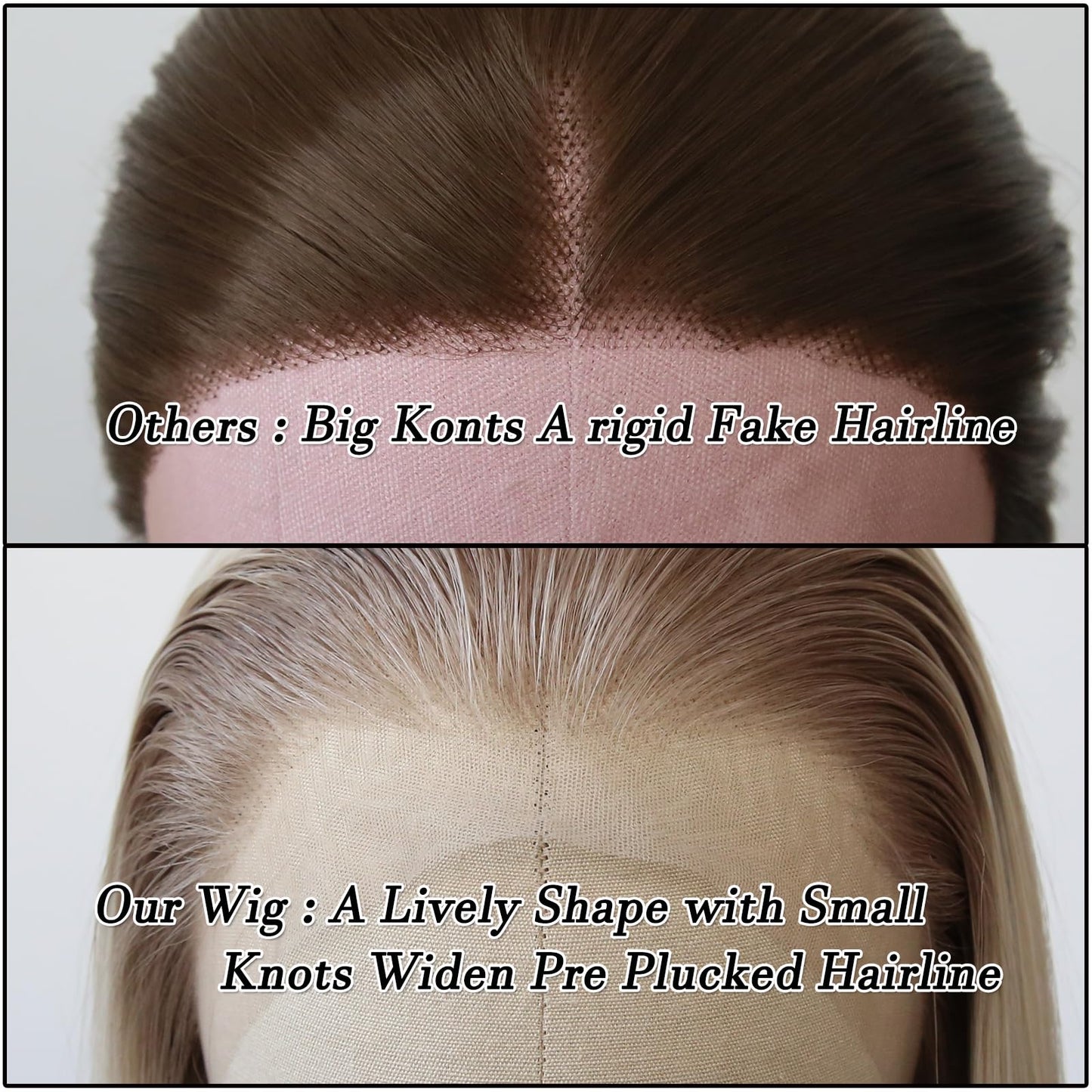 BTWTRY Dirty Blonde Wig Long Straight Ombre Platinum Dirty Blonde Synthetic Lace Front Wigs Pre Plucked Natural Hairline for Women Heat Resistant Fiber Ash Blonde Daily Wear Wig (Ombre Dirty Blonde)