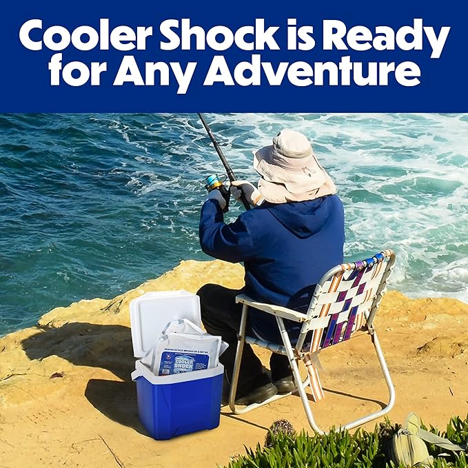 Cooler Shock Reusable Ice Packs for Cooler - Long Lasting Cold Freezer Packs for Coolers and Lunch Boxes - Cooler Ice Packs for Camping Gear, Fishing, Road Trips, Beach Must Haves