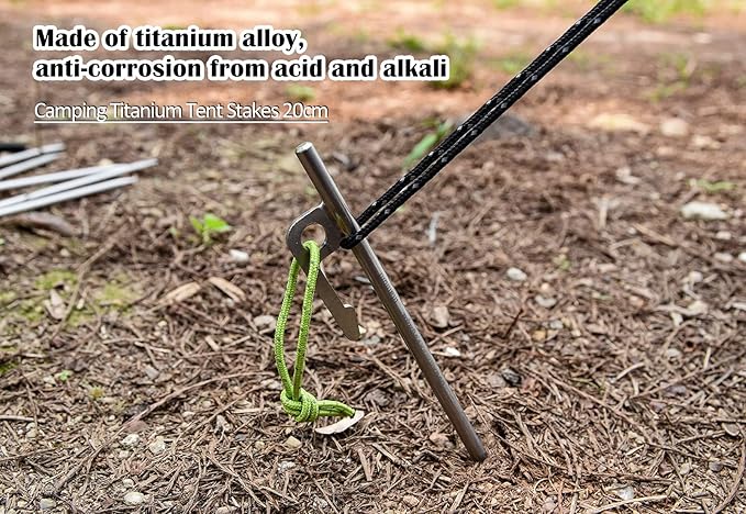 Boundless Voyage 6pcs Titanium Alloy Tent Pegs Outdoor Camping Awning Tent Stakes Lightweight Hiking Climbing Tent Nail Ti4014P