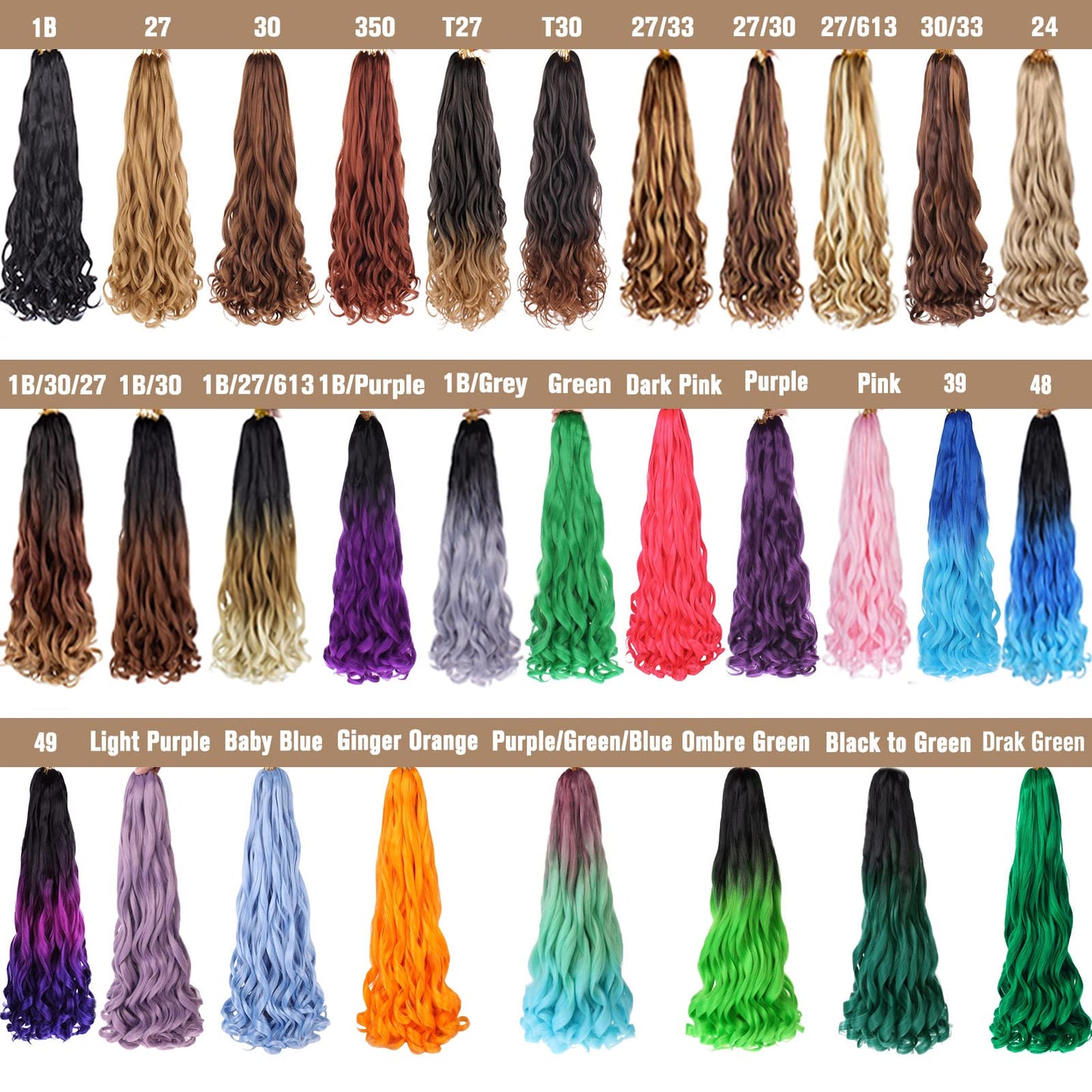 COOKOO 26 Inch Spiral French Curly Crochet Braids Hair 9 Packs Natural Black Bouncy Loose Wave Crochet Braids for Black Women Pre-curled Spanish Curly Synthetic Braiding Hair Extentions 1B#