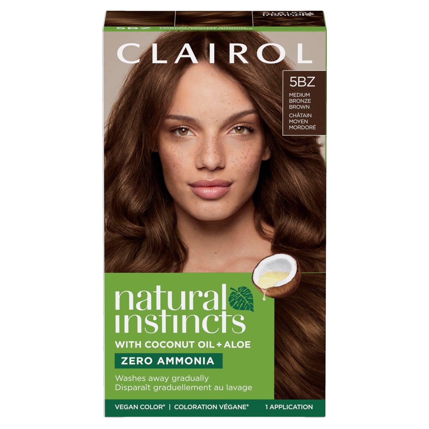 Clairol Natural Instincts Demi-Permanent Hair Dye, 5BZ Medium Bronze Brown Hair Color, Pack of 1