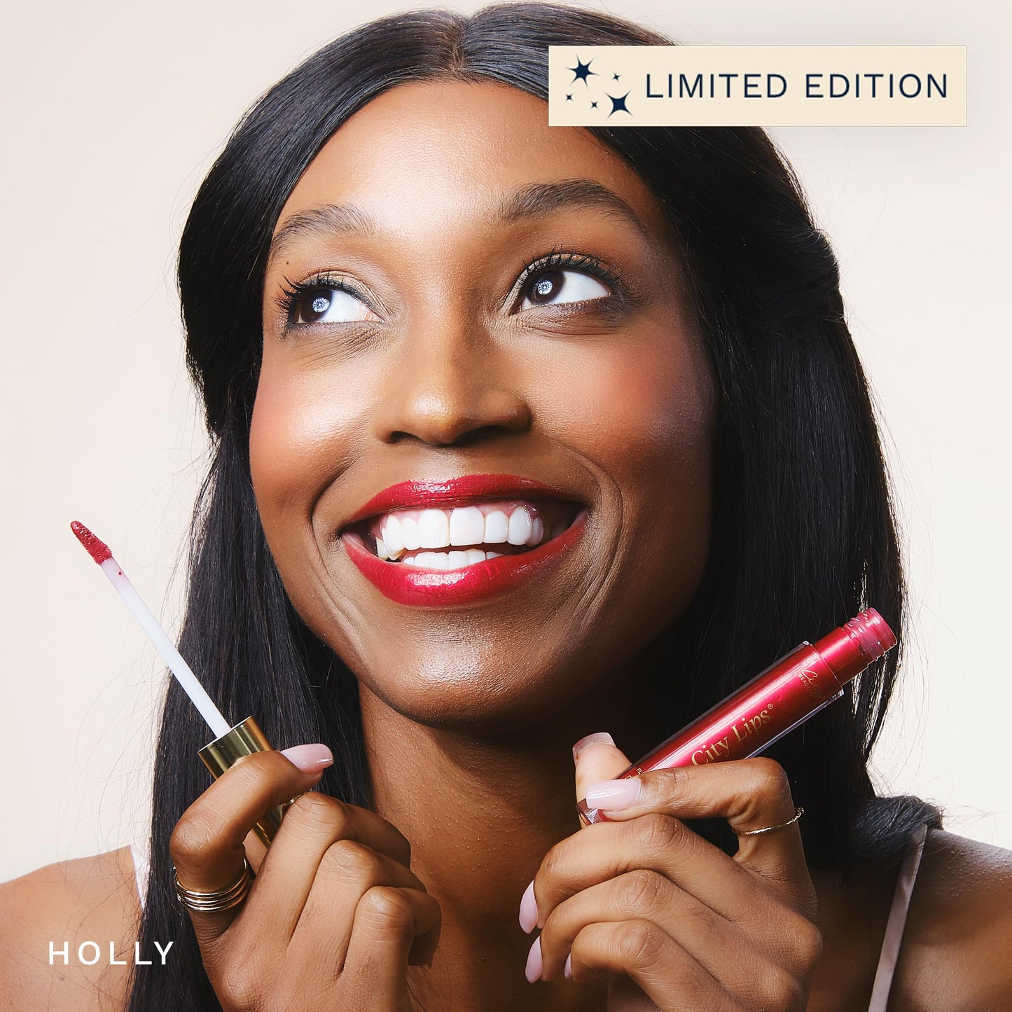 City Beauty City Lips Plumping Lip Gloss Holly - High-Shine Gloss for Fuller, Younger-Looking Lips | Hydrating & Smoothing Lip Treatment Hyaluronic Acid