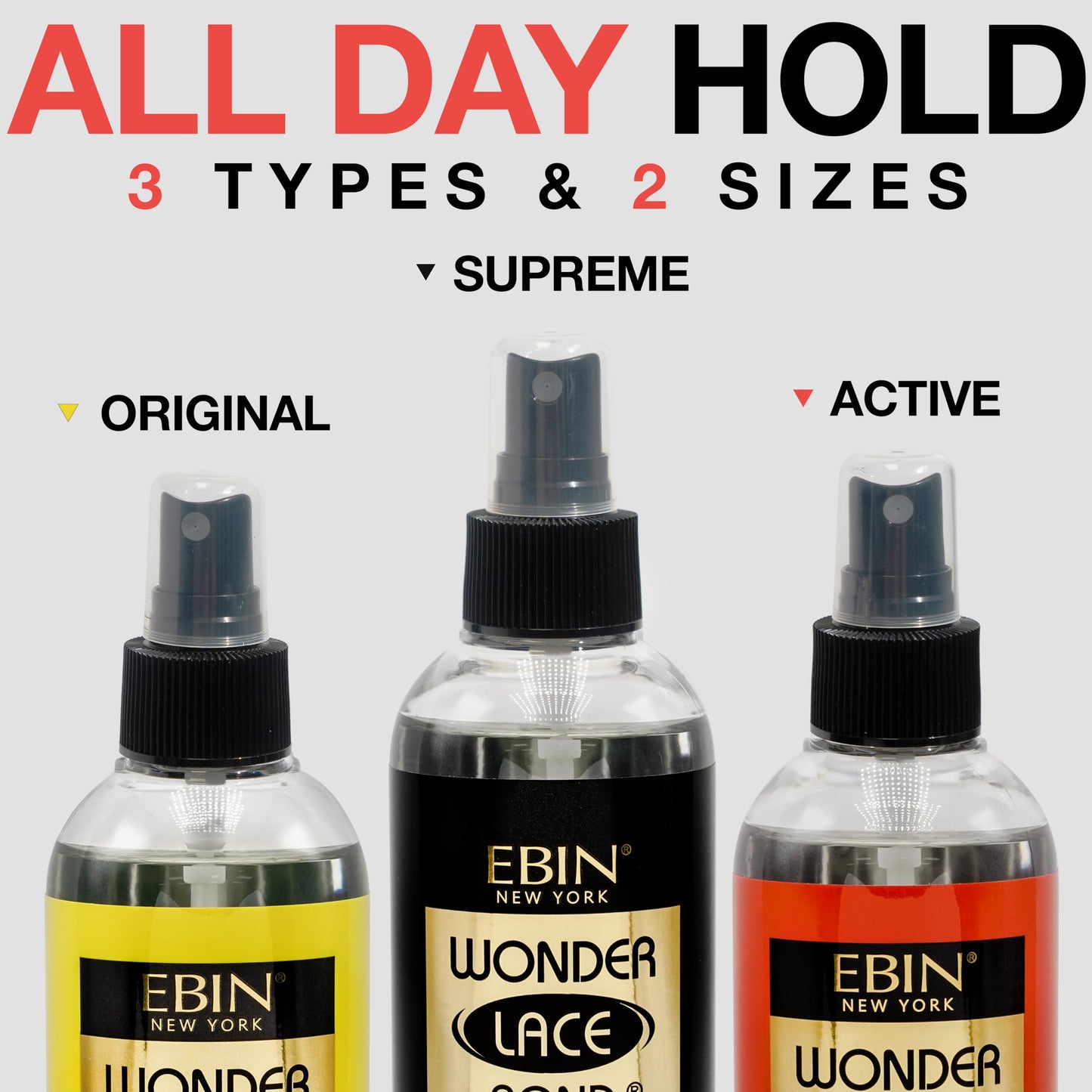 EBIN NEW YORK Wonder Lace Bond Lace Melt Spray 3.39oz / 100ml - Extreme Firm Hold (Active) | No Reside, Long Lasting Formula with Protecting Edges