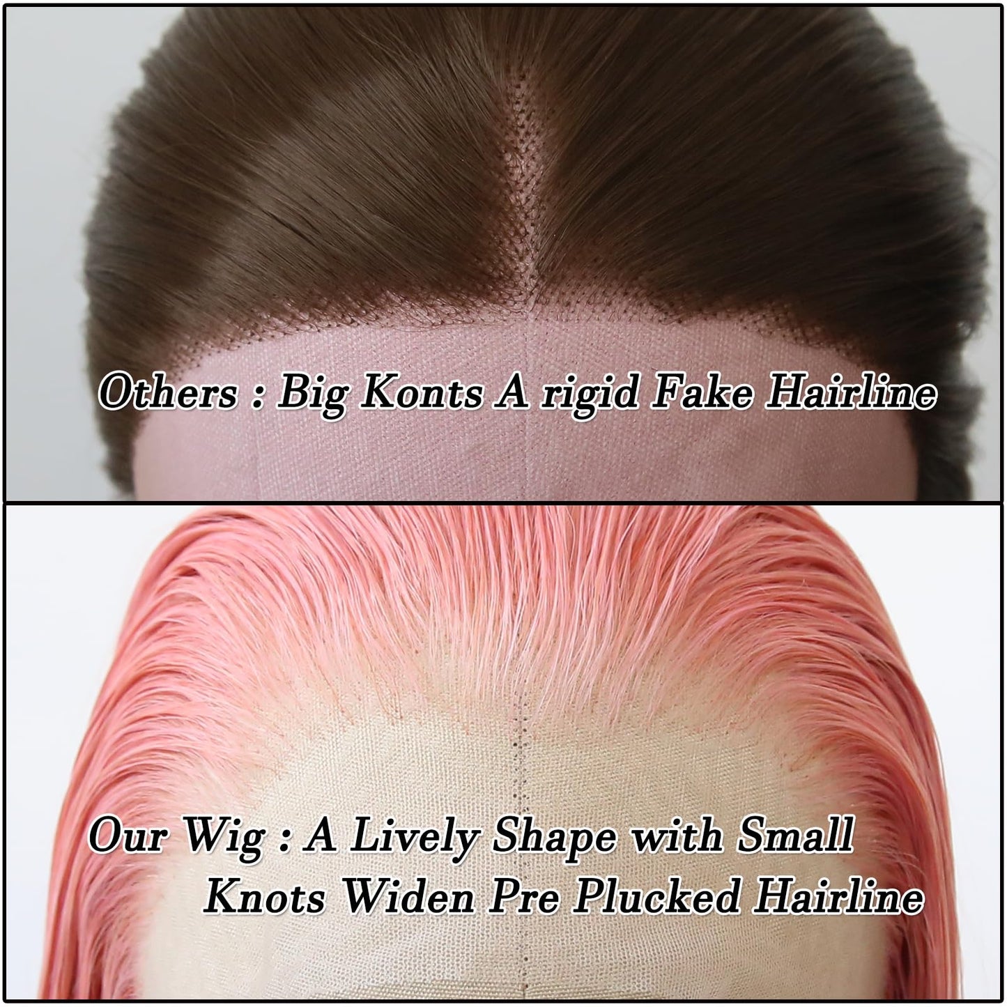 BTWTRY Light Pink Wig Long Straight Rose Pink Synthetic Lace Front Wigs Pre Plucked Natural Hairline for Black Women Heat Resistant Fiber Hair Cosplay Daily Wear Wig (Rose Pink)