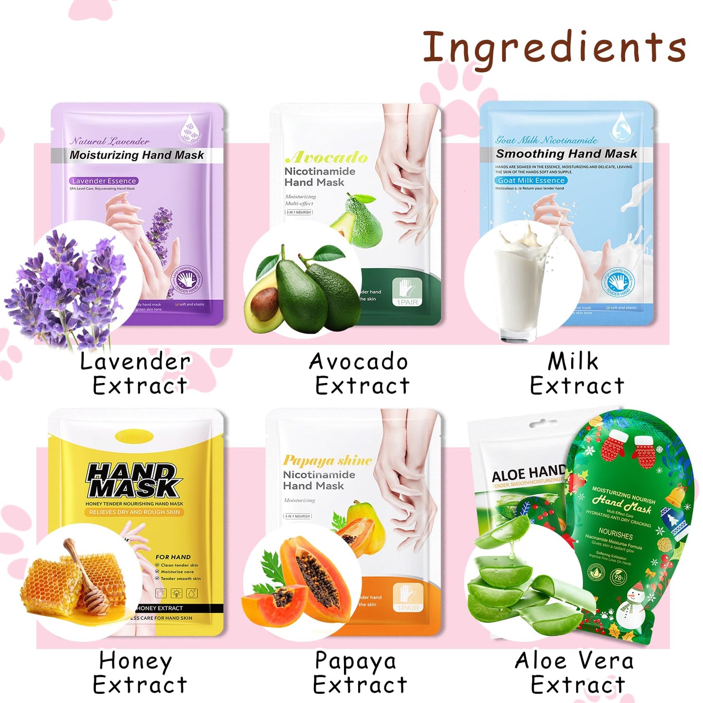 DWDiWen Hand Masks, 6 Pairs Hydrating Exfoliating Hand Peeling Mask, Smooth Hand Masks Moisturizing Gloves Overnight for Dry, Rough, Cracked Hands, Hand Skin Moisturizer Glove for Women Men（N