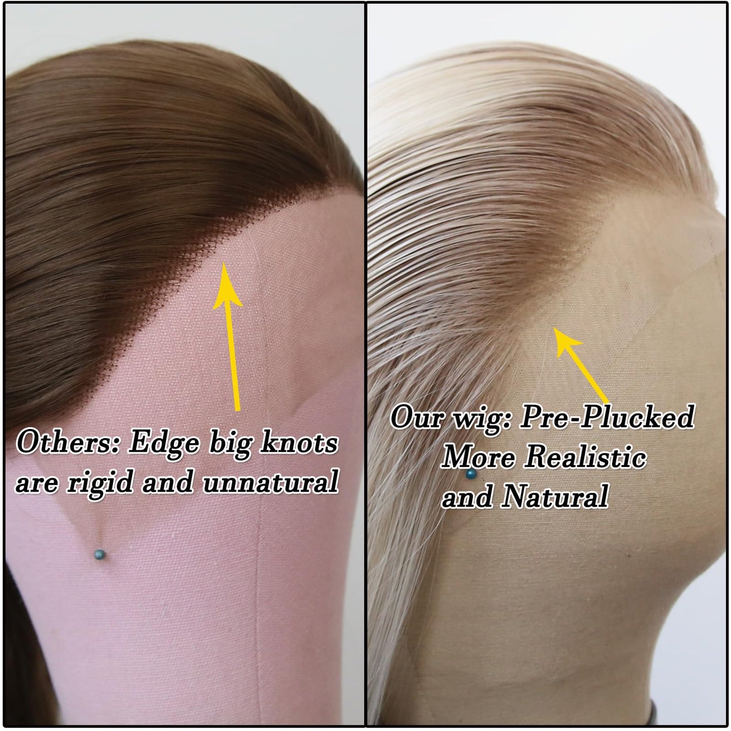 BTWTRY Dirty Blonde Wig Long Straight Ombre Platinum Dirty Blonde Synthetic Lace Front Wigs Pre Plucked Natural Hairline for Women Heat Resistant Fiber Ash Blonde Daily Wear Wig (Ombre Dirty Blonde)