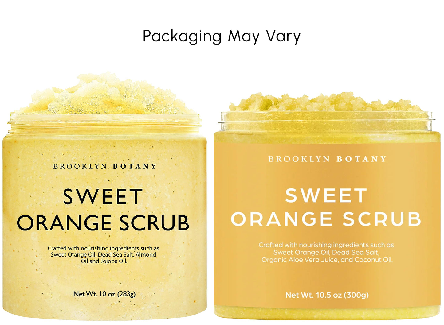 Brooklyn Botany Dead Sea Salt and Sweet Orange Body Scrub - Moisturizing and Exfoliating Body, Face, Hand, Foot Scrub - Fights Stretch Marks, Fine Lines, Wrinkles - Great Gifts for Women & Men - 10 oz