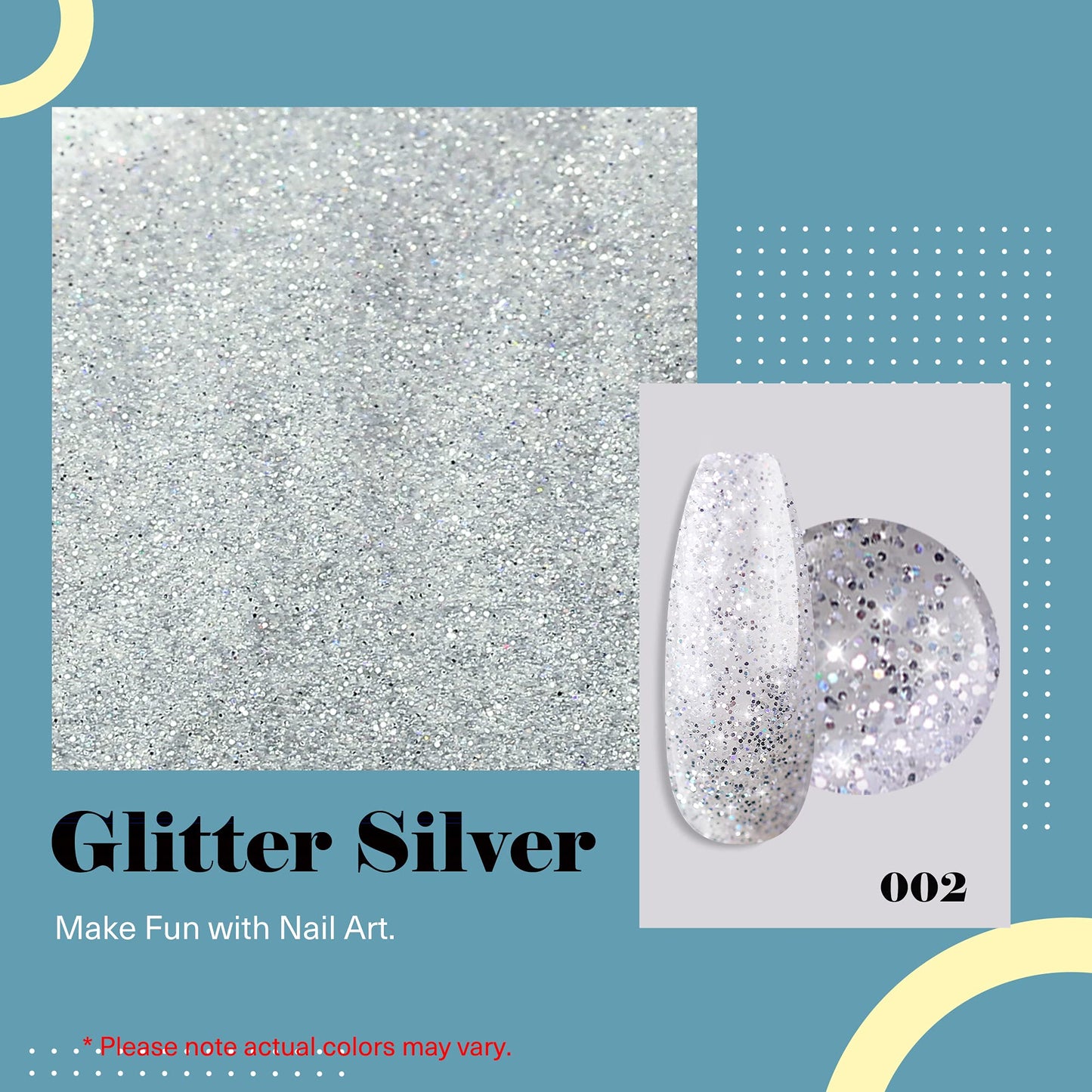 AZUREBEAUTY Dip Powder Silver Glitter Color, Gorgeous Sparkle Dipping Powder Shine Nail Art Starter Manicure Salon DIY at Home, Odor-Free and Long-Lasting, No Need Nail Lamp Curing, 1 Oz / 28g