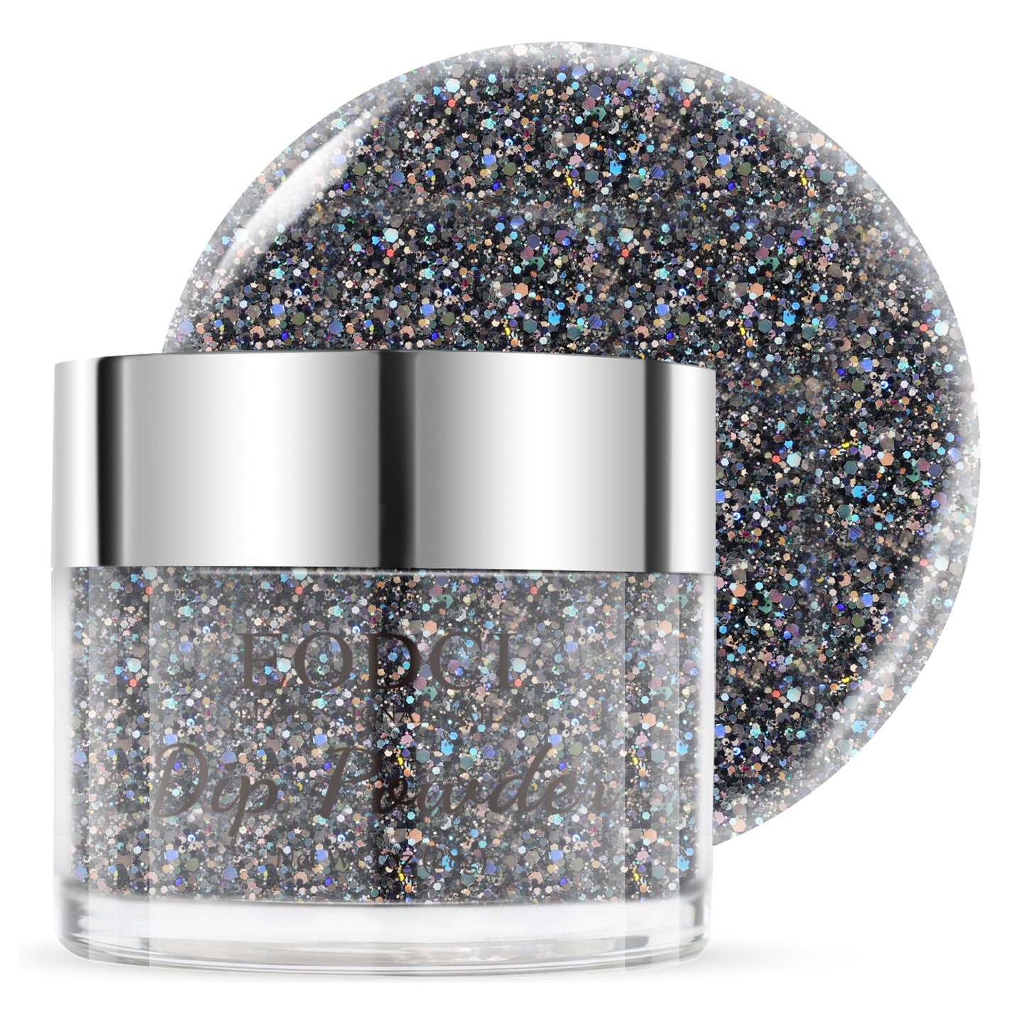 EODCI Glitter Black Dip Powder, 1OZ Neutral Nail Dip Powder for Long-lasting 28 Days+ Dip Nail Art French Manicure Nail Starter & Professional Home DIY Salon Use