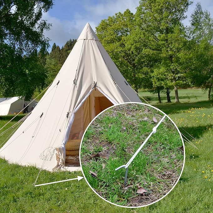 9 Inches 8 Pack Heavy Duty Tent Stakes, Metal Ground Stakes for Camping, Garden or Inflatable, Galvanized Steel Pegs for Yard and Outdoor Decorations