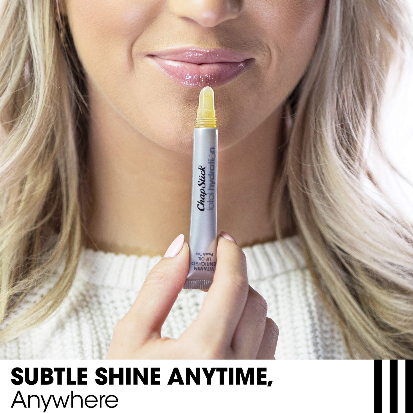 Chapstick Total Hydration Vitamin Enriched Lip Oil, Non Tinted, Vitamin c, vitamin E, Contains Omega 3 6 9, Peach Tea Flavor, 0.23 Fl Oz (Pack of 1)