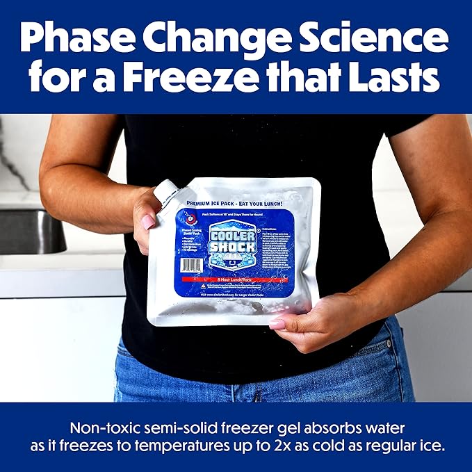 Cooler Shock Reusable Ice Packs for Cooler - Long Lasting Cold Freezer Packs for Coolers and Lunch Boxes - Cooler Ice Packs for Camping Gear, Fishing, Road Trips, Beach Must Haves