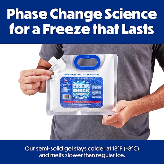 Cooler Shock Reusable Ice Packs for Cooler - Long Lasting Cold Freezer Packs for Coolers and Lunch Boxes - Cooler Ice Packs for Camping Gear, Fishing, Road Trips, Beach Must Haves