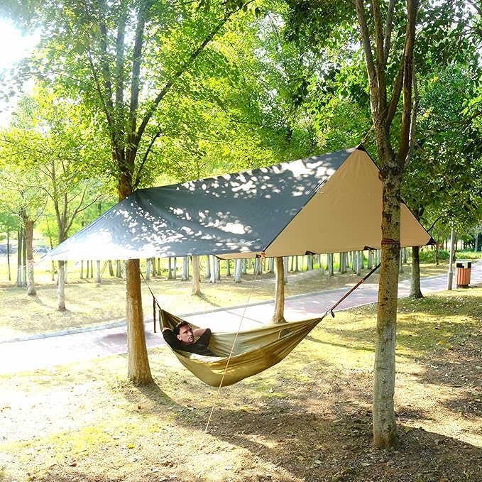 Clostnature Waterproof Camping Tarp for Tent - Ultralight Hammock Rain Fly for Backpacking, Heavy Duty Camping Hiking Awning Lightweight Rain Tarp Tent Shelter Camping Gear Must Haves