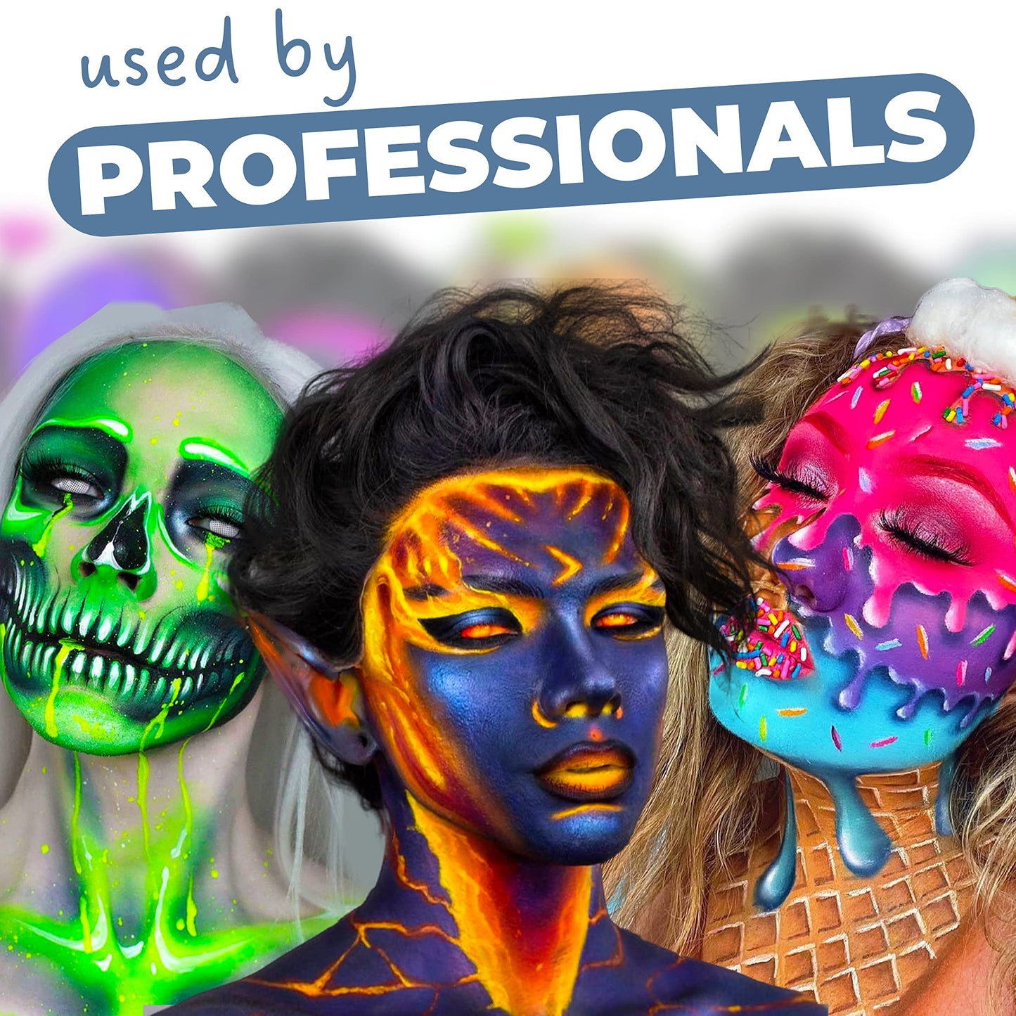 Blue Squid PRO Face Paint - Professional Water Based Single Cake Facepaint & Body Paints - SFX Makeup, Kids Adults Face Painting for Costume, Halloween, Cosplay - Classic Black 90g / 3oz