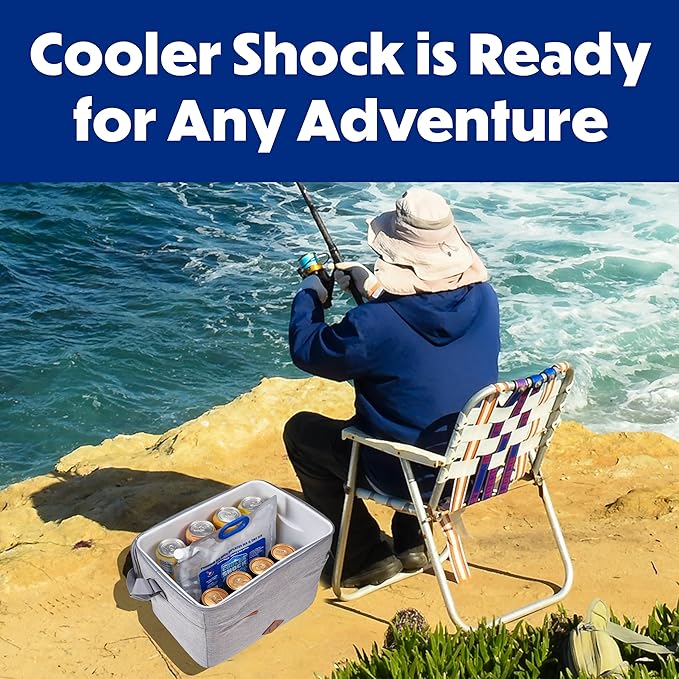 Cooler Shock Reusable Ice Packs for Cooler - Long Lasting Cold Freezer Packs for Coolers and Lunch Boxes - Cooler Ice Packs for Camping Gear, Fishing, Road Trips, Beach Must Haves
